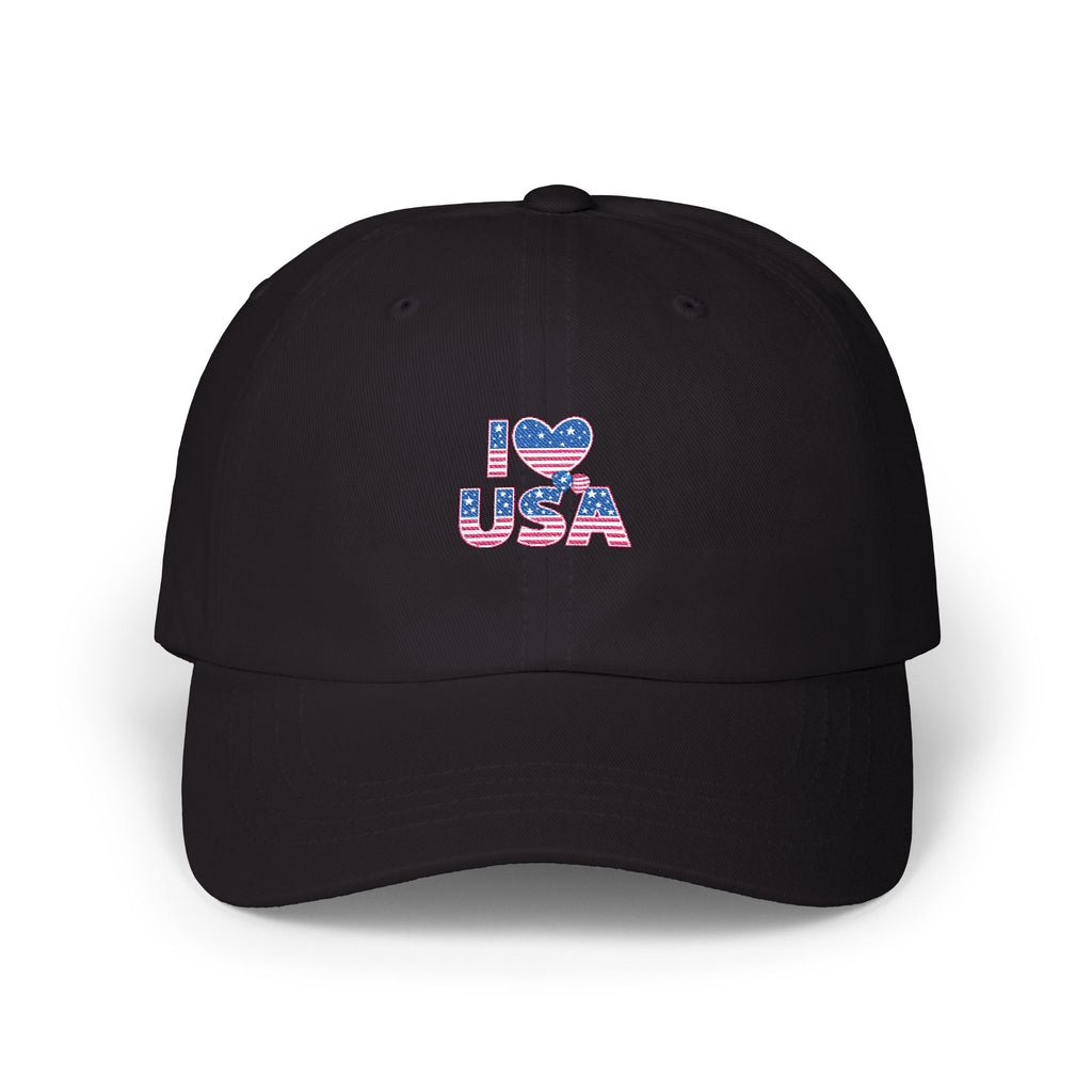 Patriotic USA Dad Cap — Small American Flag Embroidered Baseball Hat