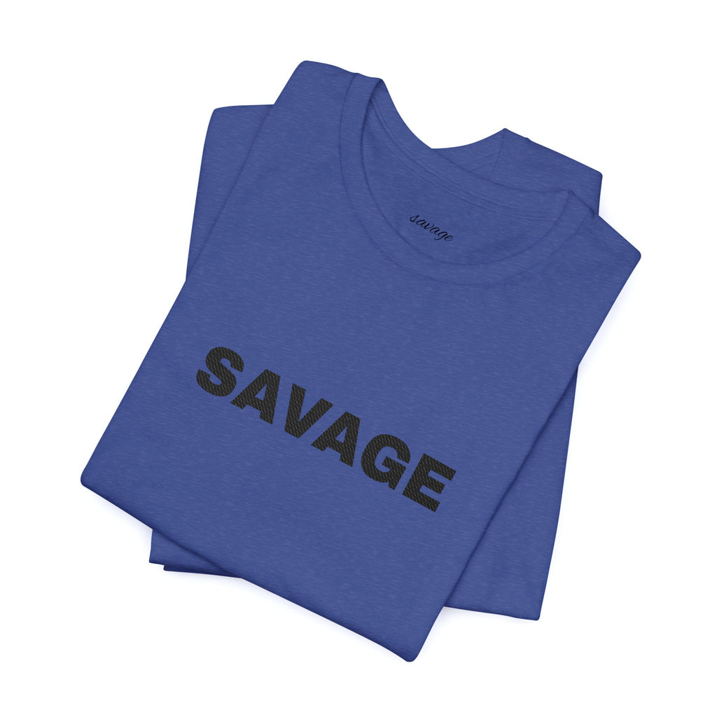 Savage Graphic Tee - Bold Text White T-Shirt