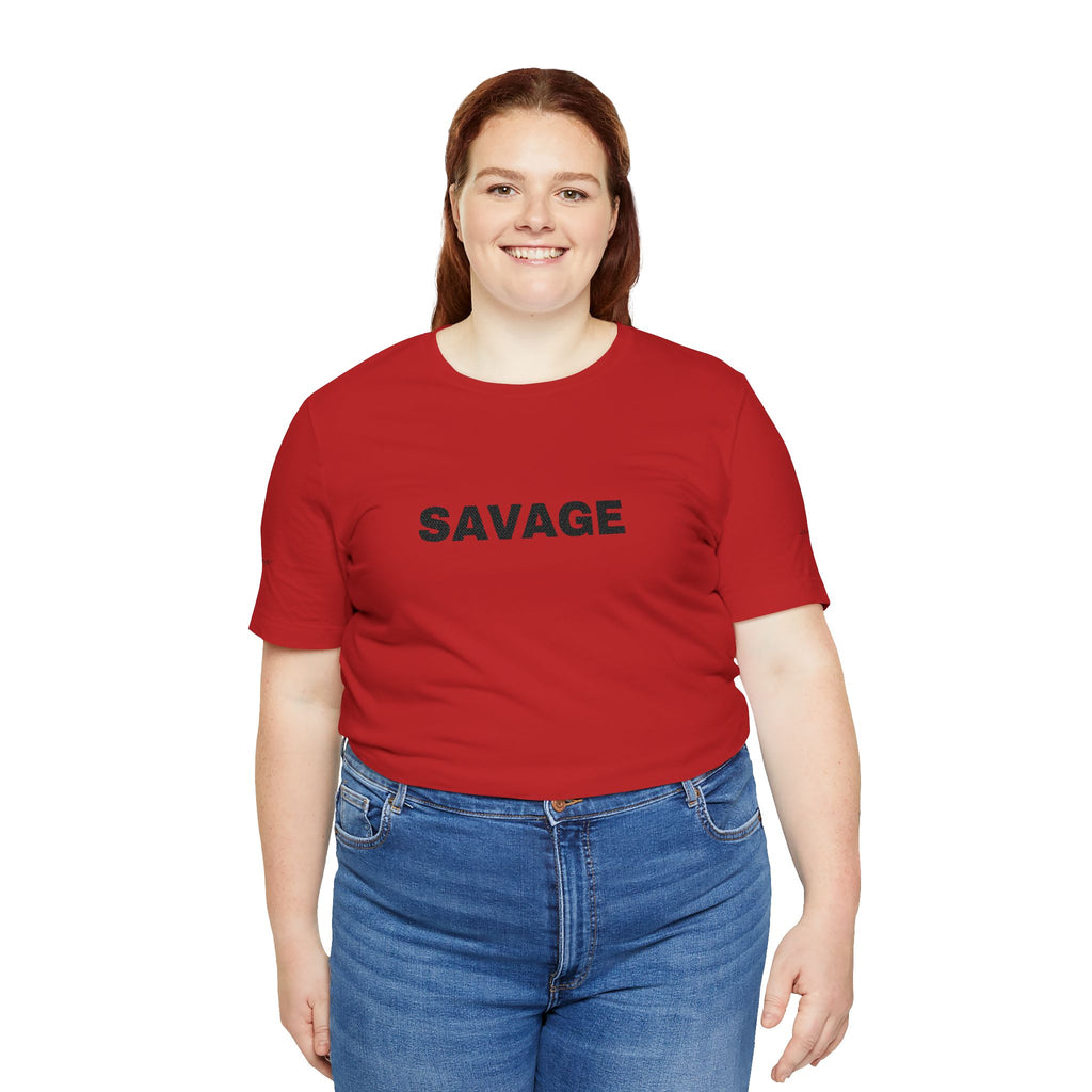 Savage Graphic Tee - Bold Text White T-Shirt