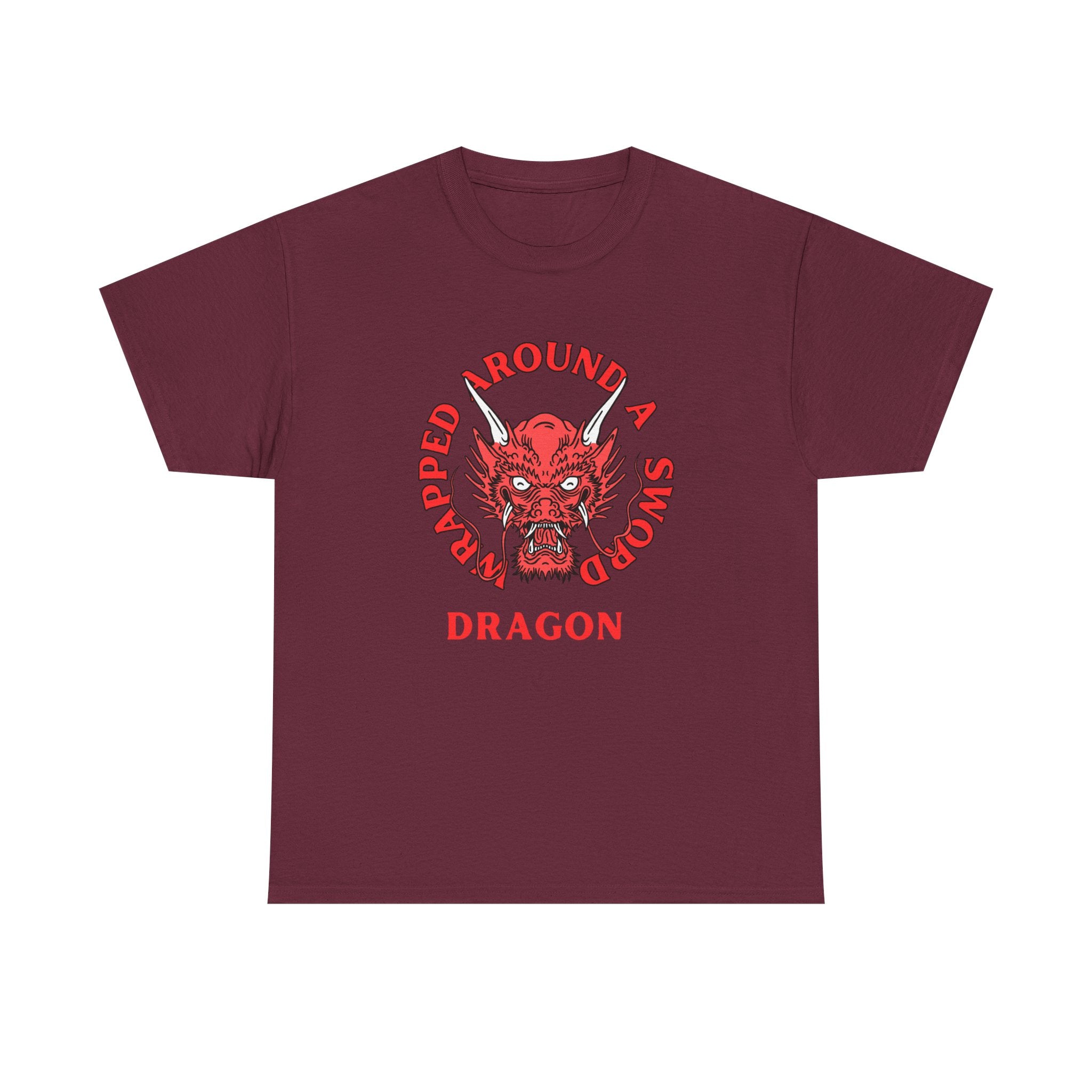 Dragon Tee — 'Wrapped Around a Sword' Red Dragon Graphic T-Shirt