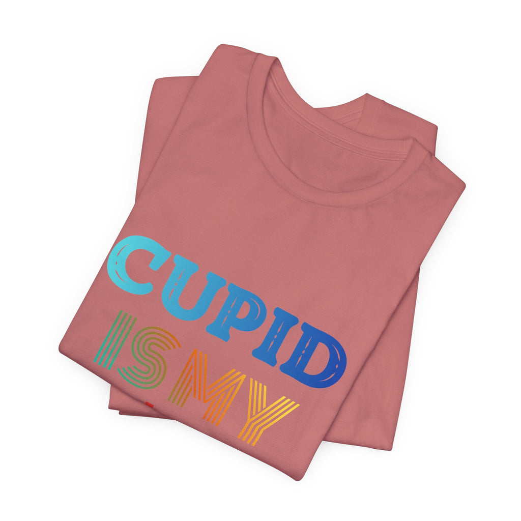 Cupid Is My Bestie Tee - Rainbow Valentine Graphic T-Shirt