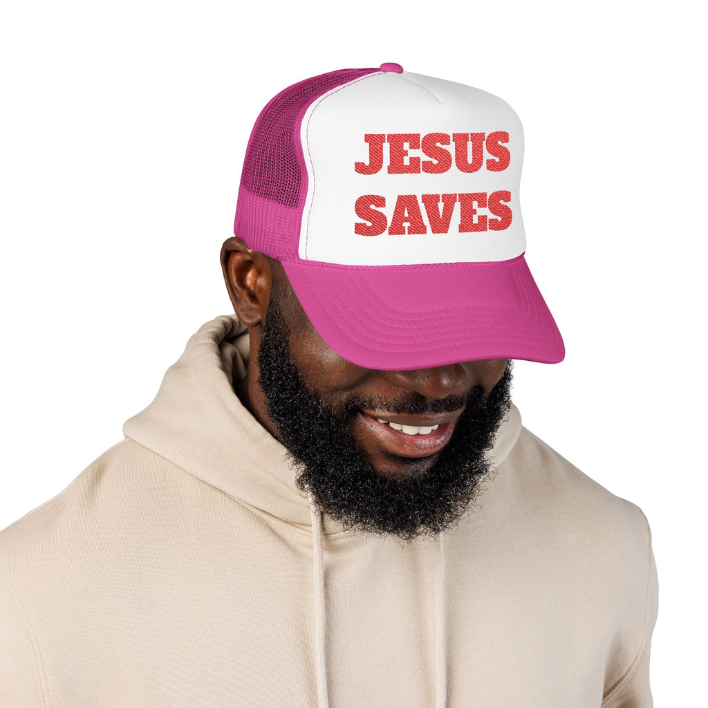 Jesus Saves Foam Trucker Hat - Christian Gospel Mesh Cap