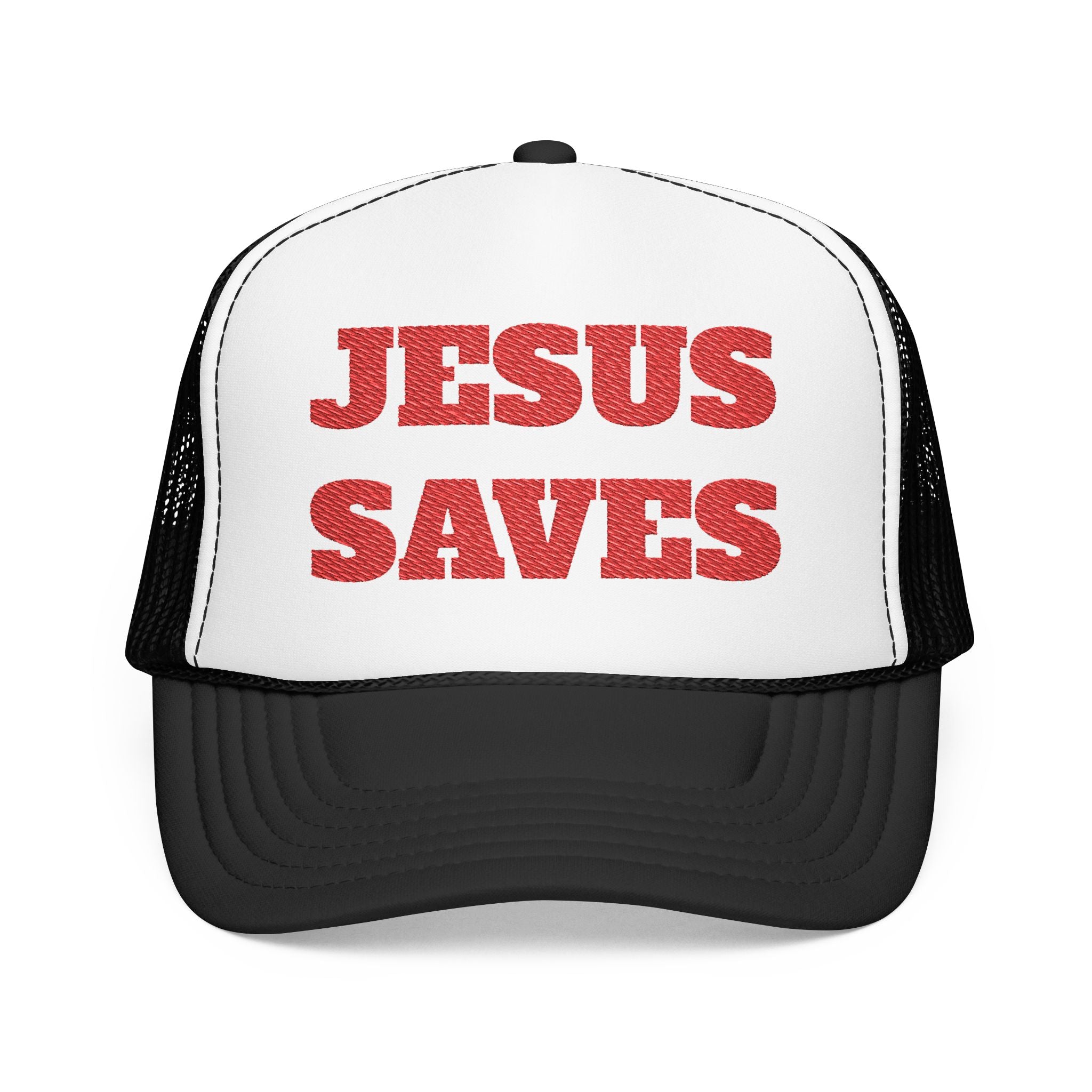Jesus Saves Foam Trucker Hat - Christian Gospel Mesh Cap