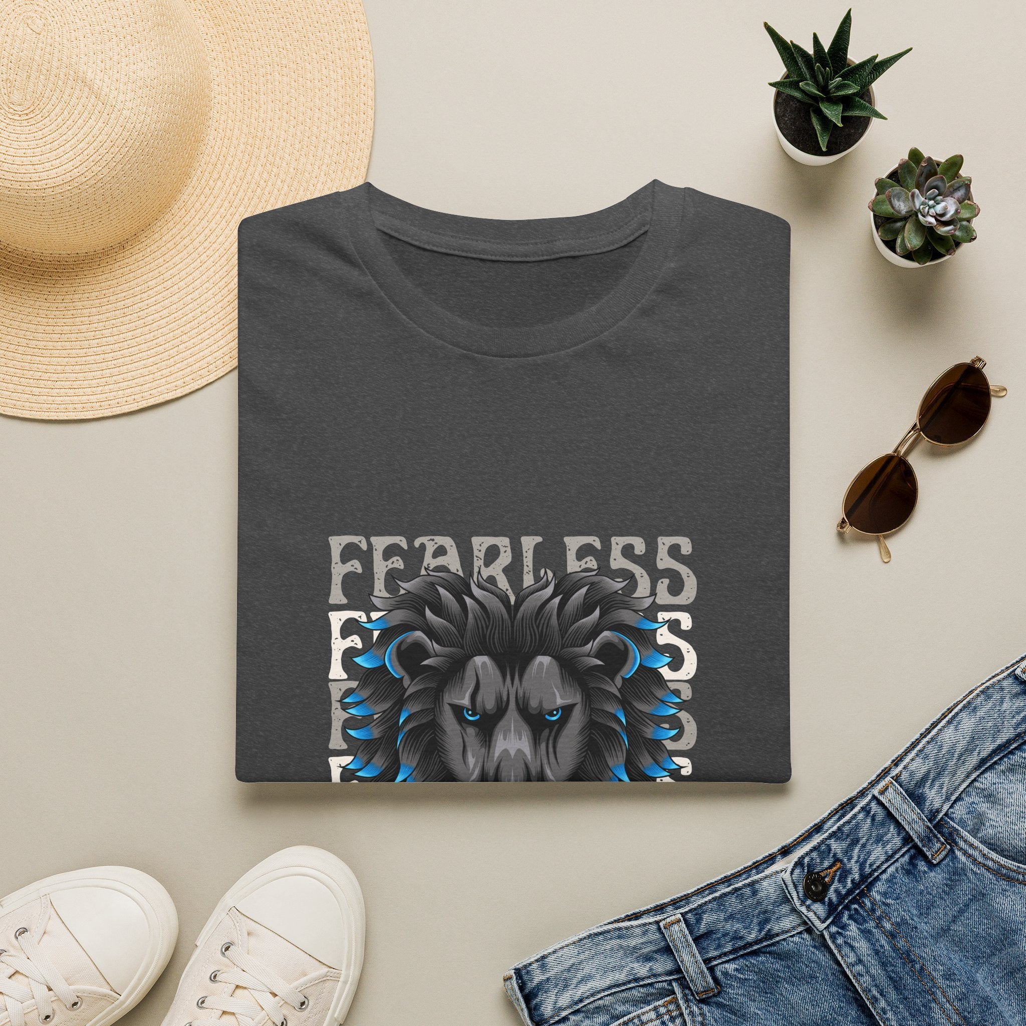 Lion Head T-Shirt — Bold Blue Mane Graphic Tee