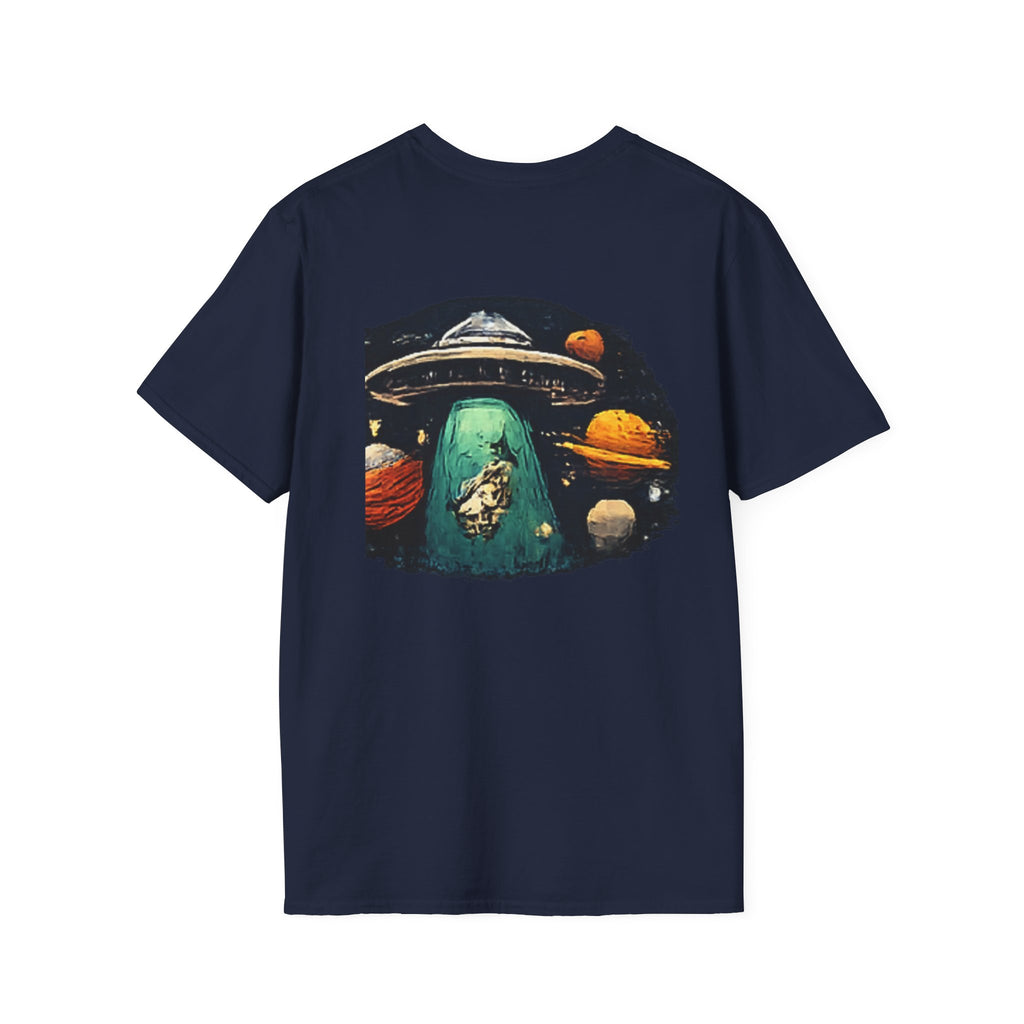 Alien Abduction Graphic T-Shirt — Retro UFO & Planets Space Tee