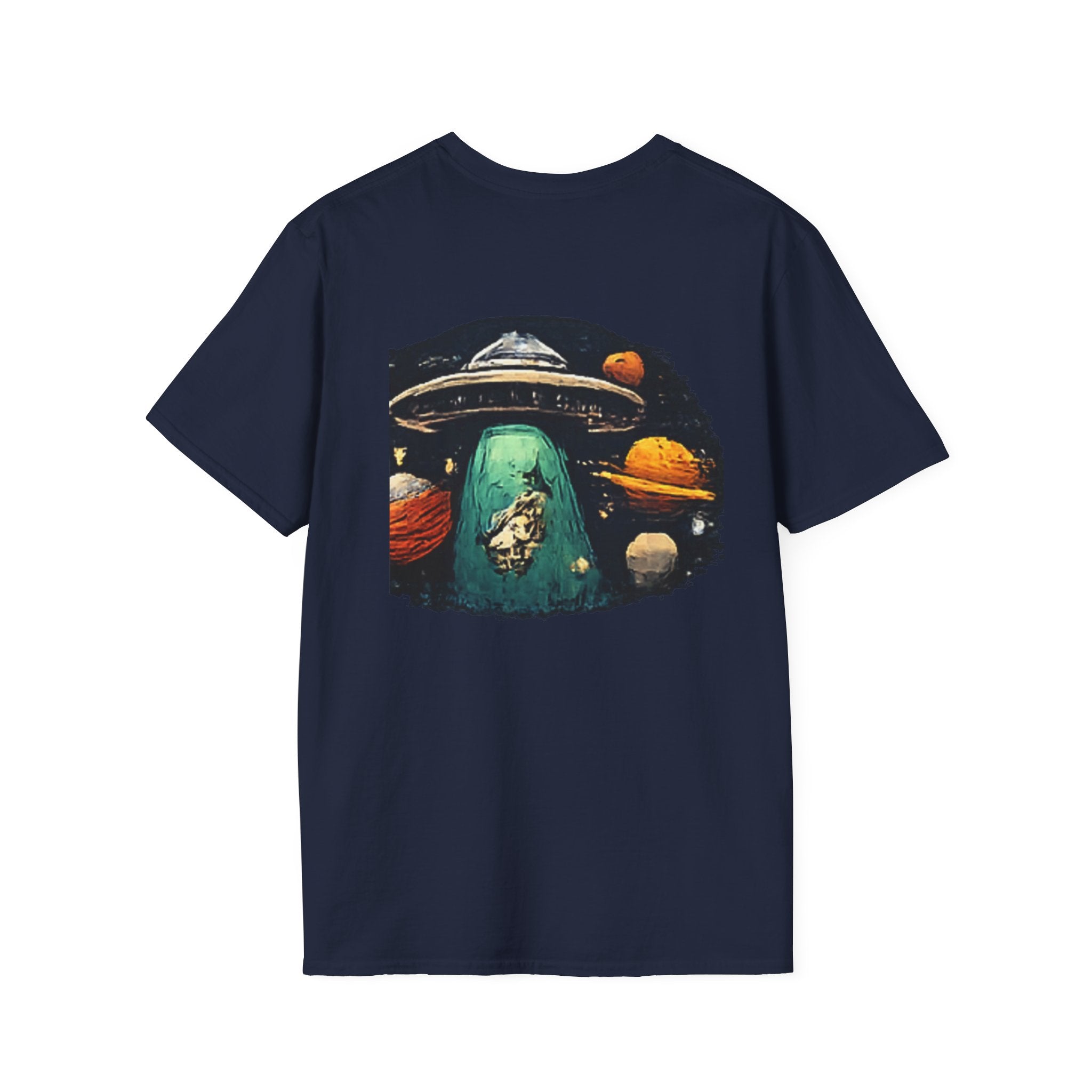 Alien Abduction Graphic T-Shirt — Retro UFO & Planets Space Tee
