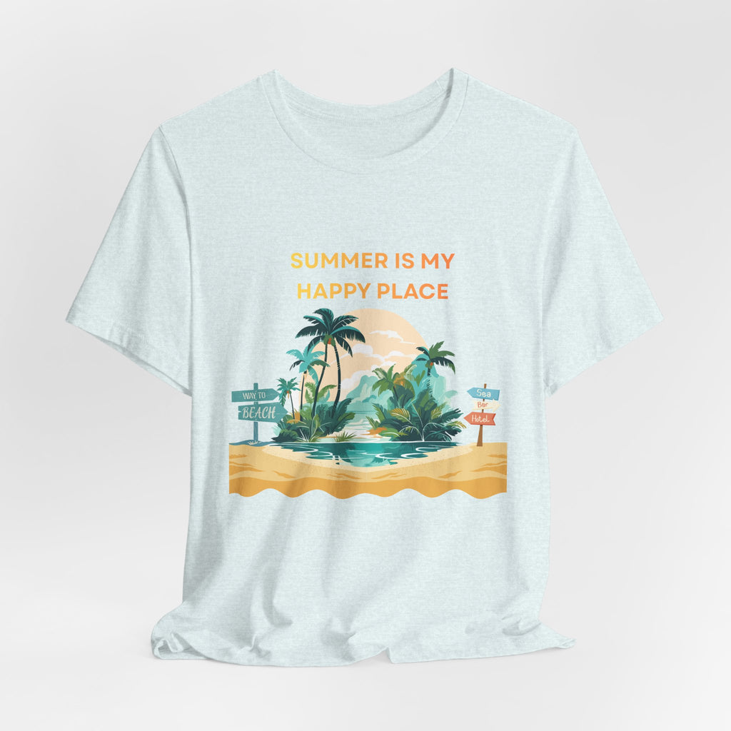 Summer Vibes Beach T-Shirt - "Summer Is My Happy Place" Graphic Tee
