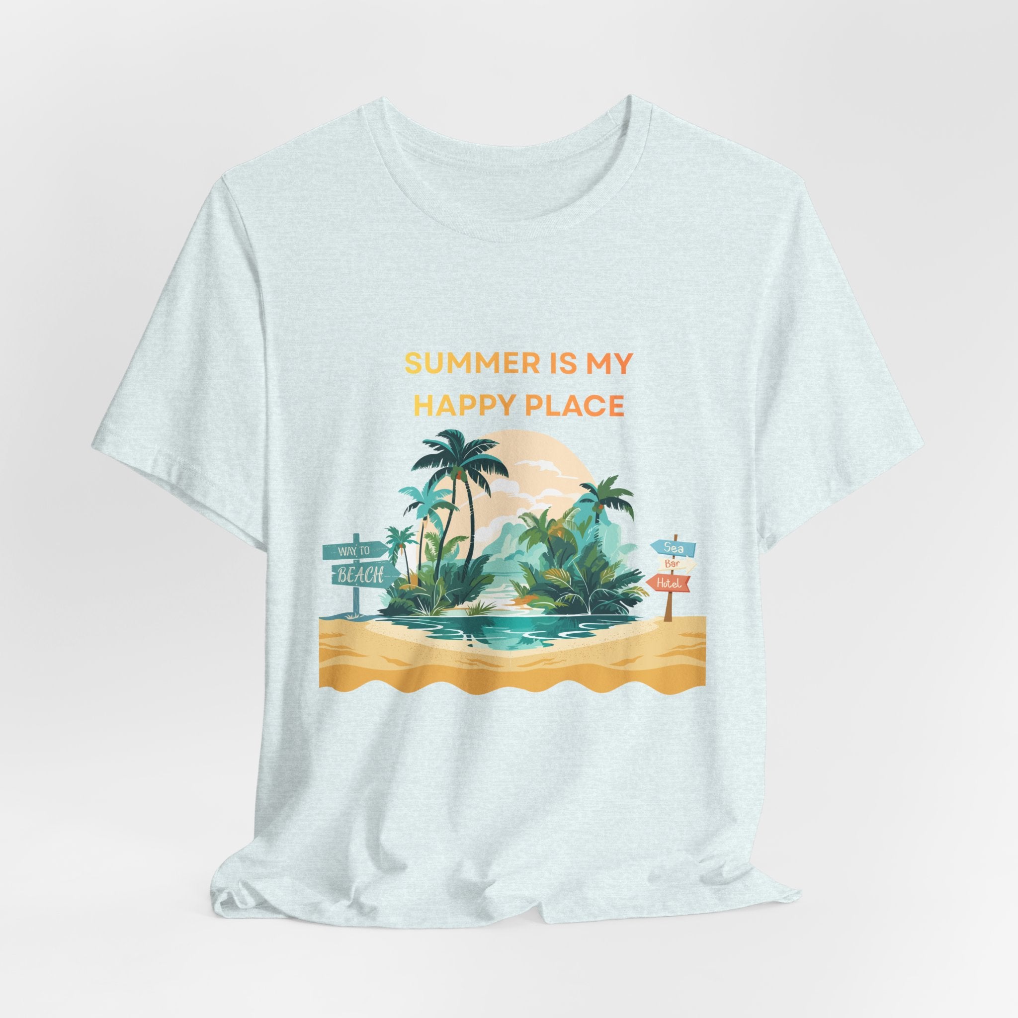 Summer Vibes Beach T-Shirt - "Summer Is My Happy Place" Graphic Tee