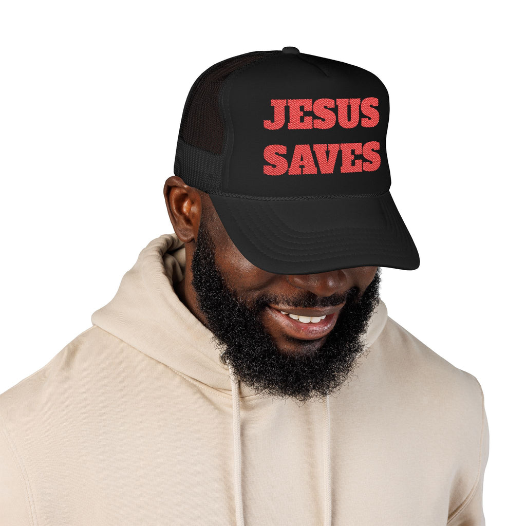 Jesus Saves Foam Trucker Hat - Christian Gospel Mesh Cap