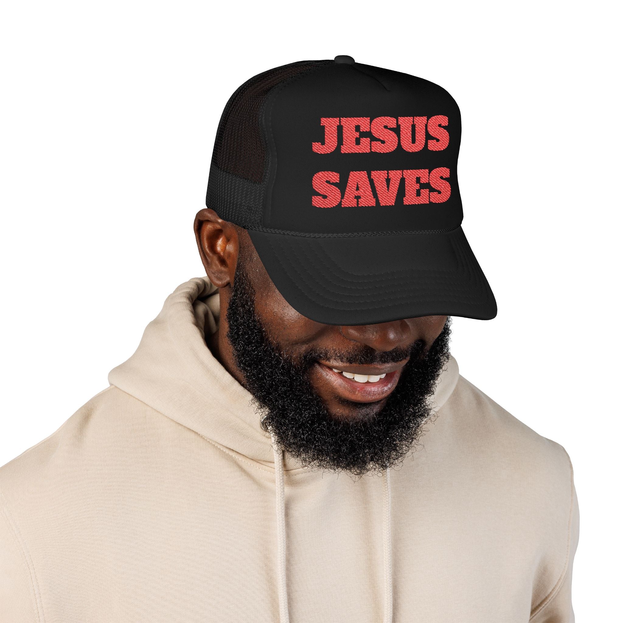 Jesus Saves Foam Trucker Hat - Christian Gospel Mesh Cap