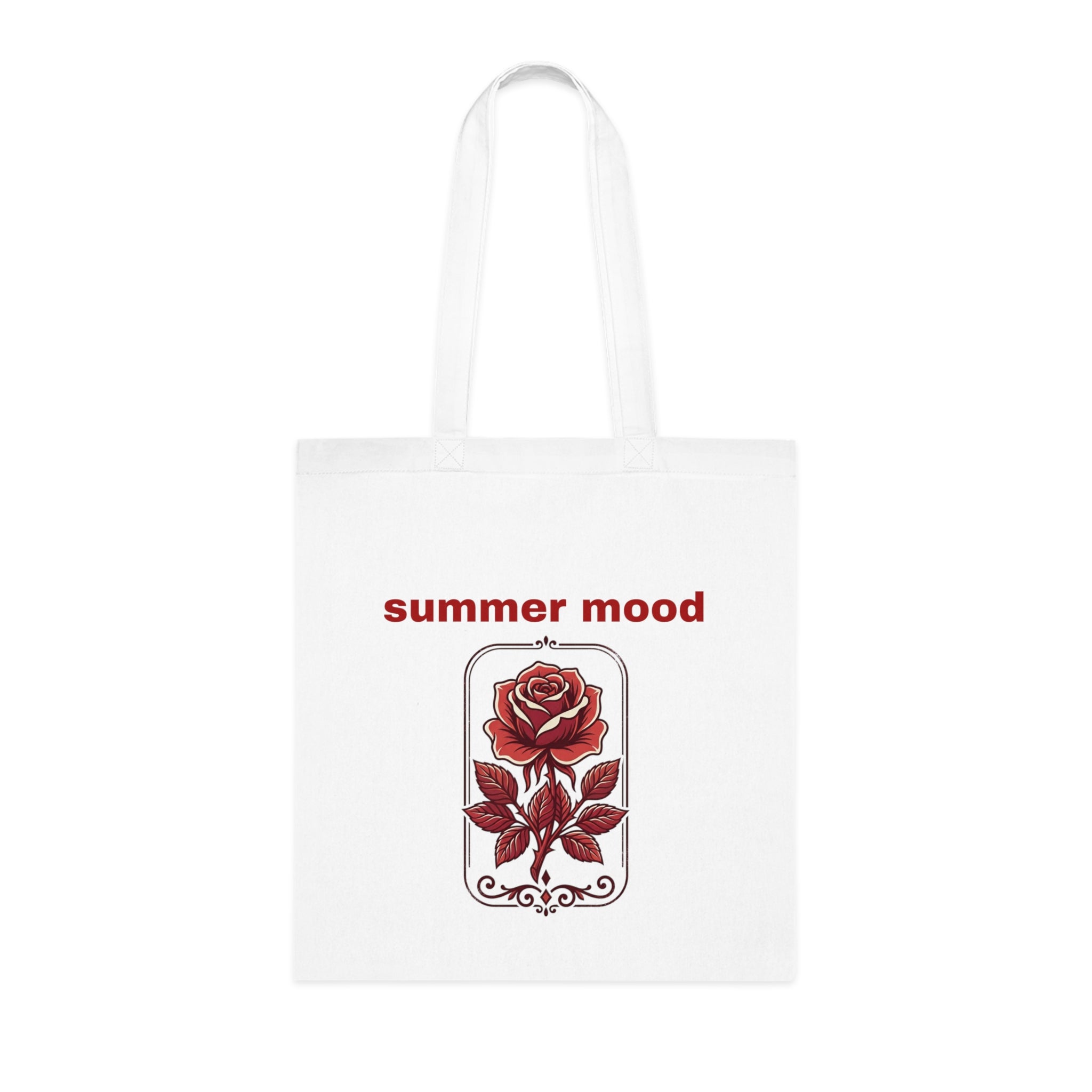 Summer Mood Floral Tote Bag – Retro Rose Cotton Tote