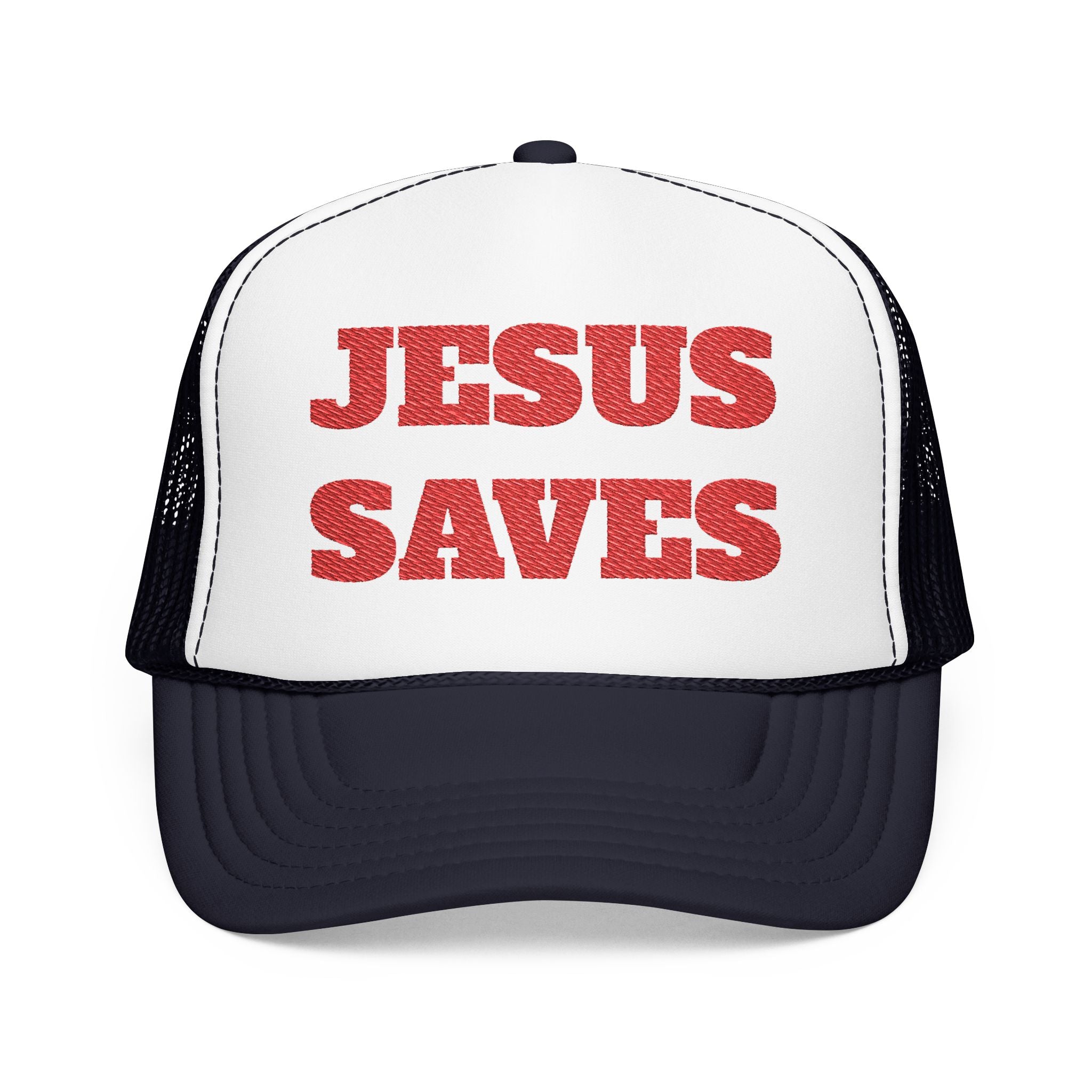 Jesus Saves Foam Trucker Hat - Christian Gospel Mesh Cap
