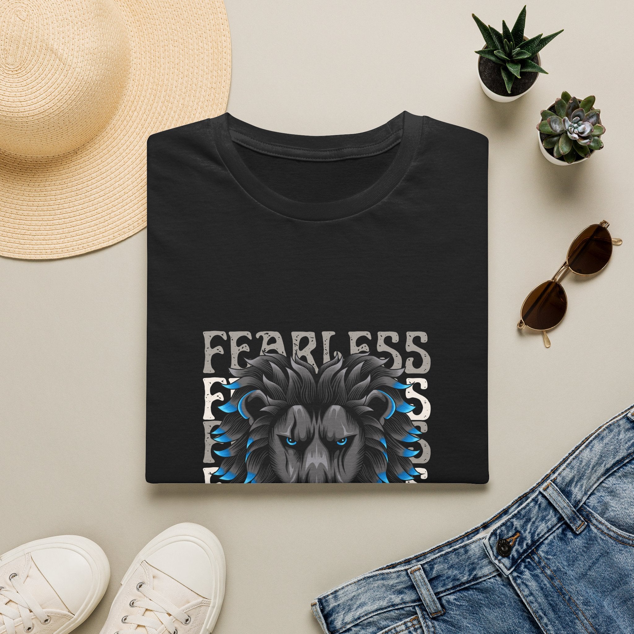 Lion Head T-Shirt — Bold Blue Mane Graphic Tee