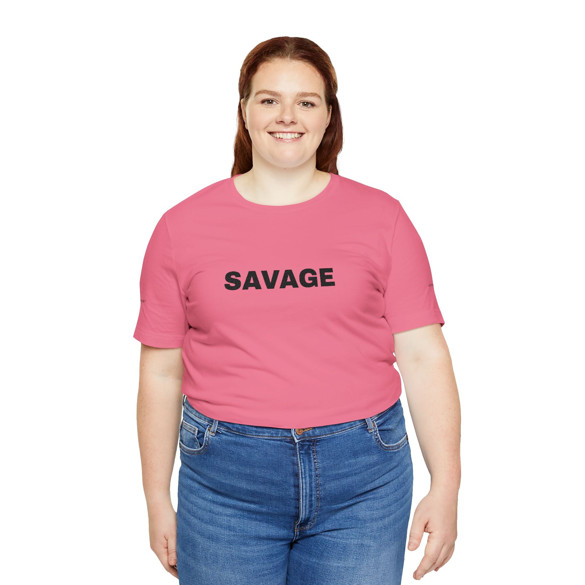 Savage Graphic Tee - Bold Text White T-Shirt
