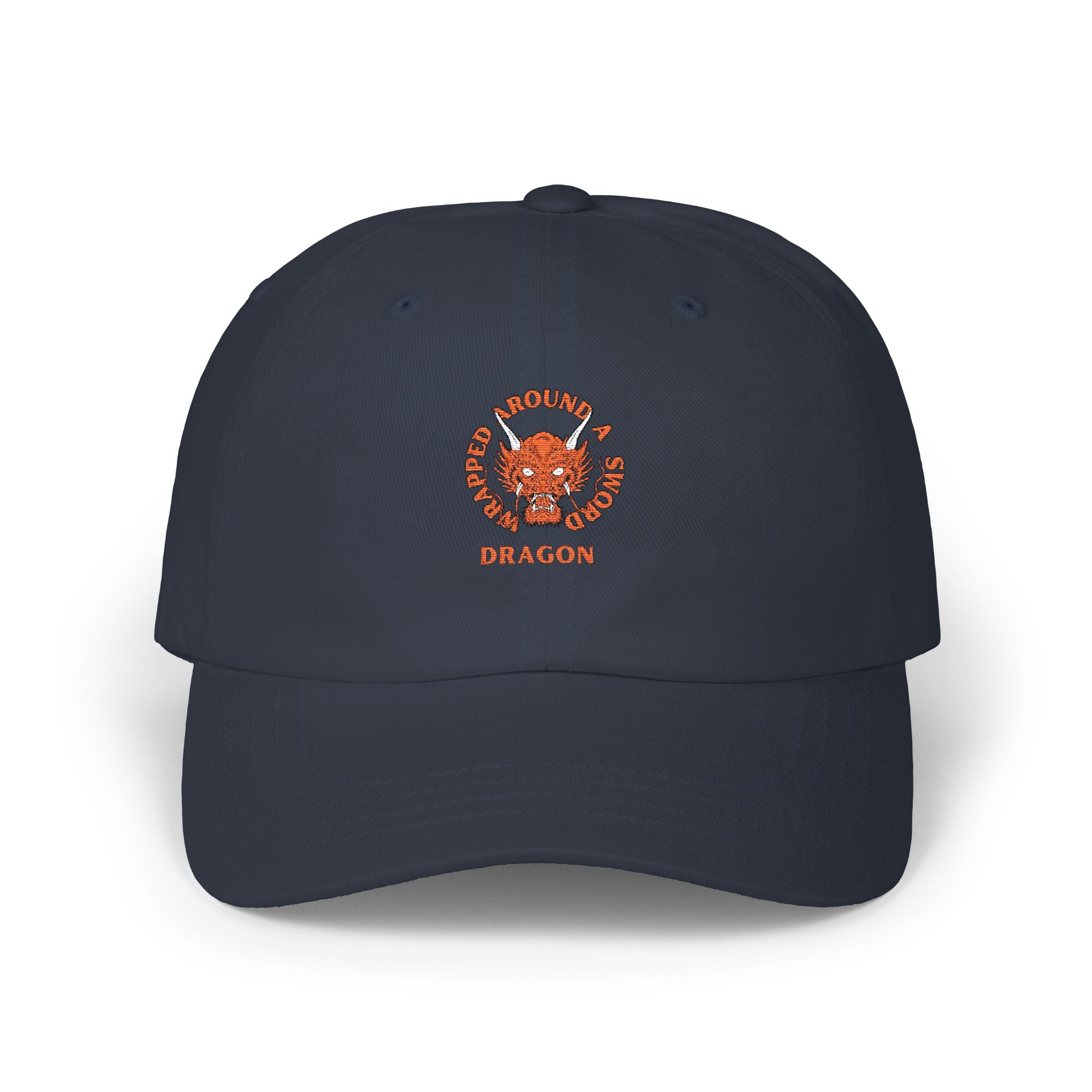 Dragon Emblem Dad Cap — Vintage Orange Floral Crest Hat