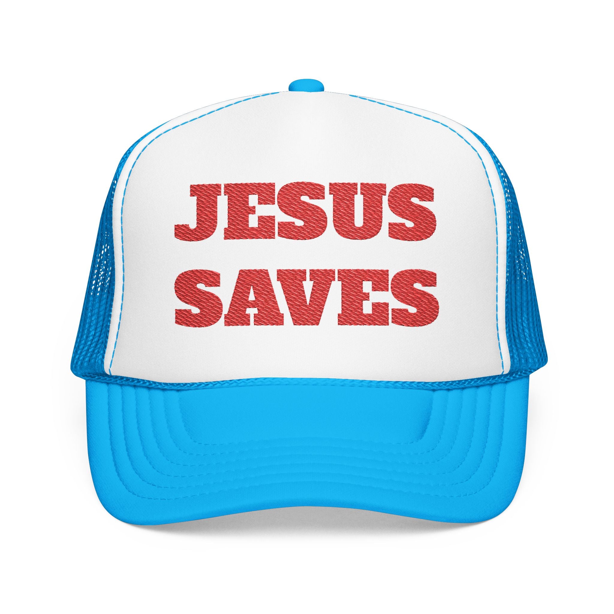 Jesus Saves Foam Trucker Hat - Christian Gospel Mesh Cap
