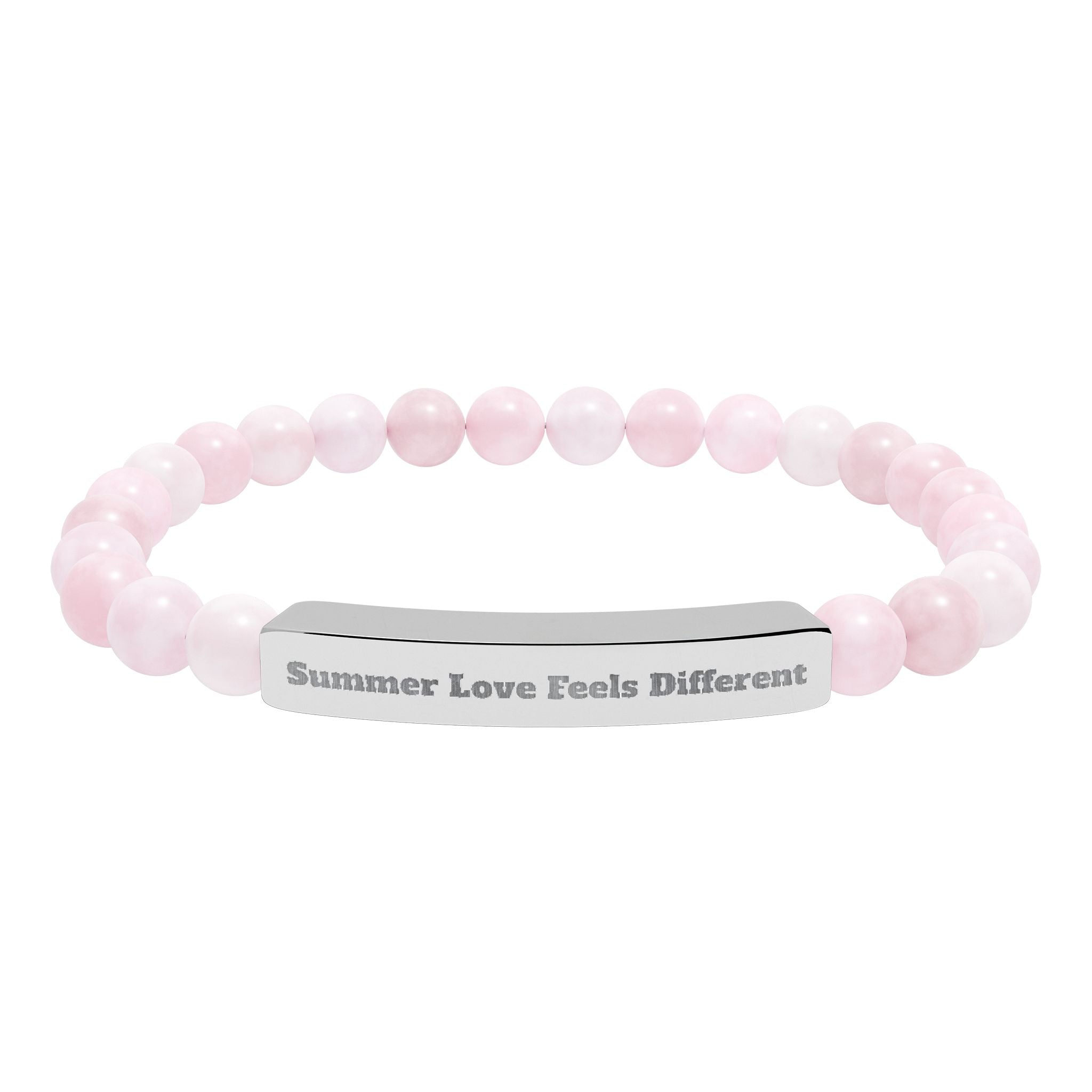 Engraved Natural Stone Stretch Bracelet — "Always Love, Feel Different" Bar
