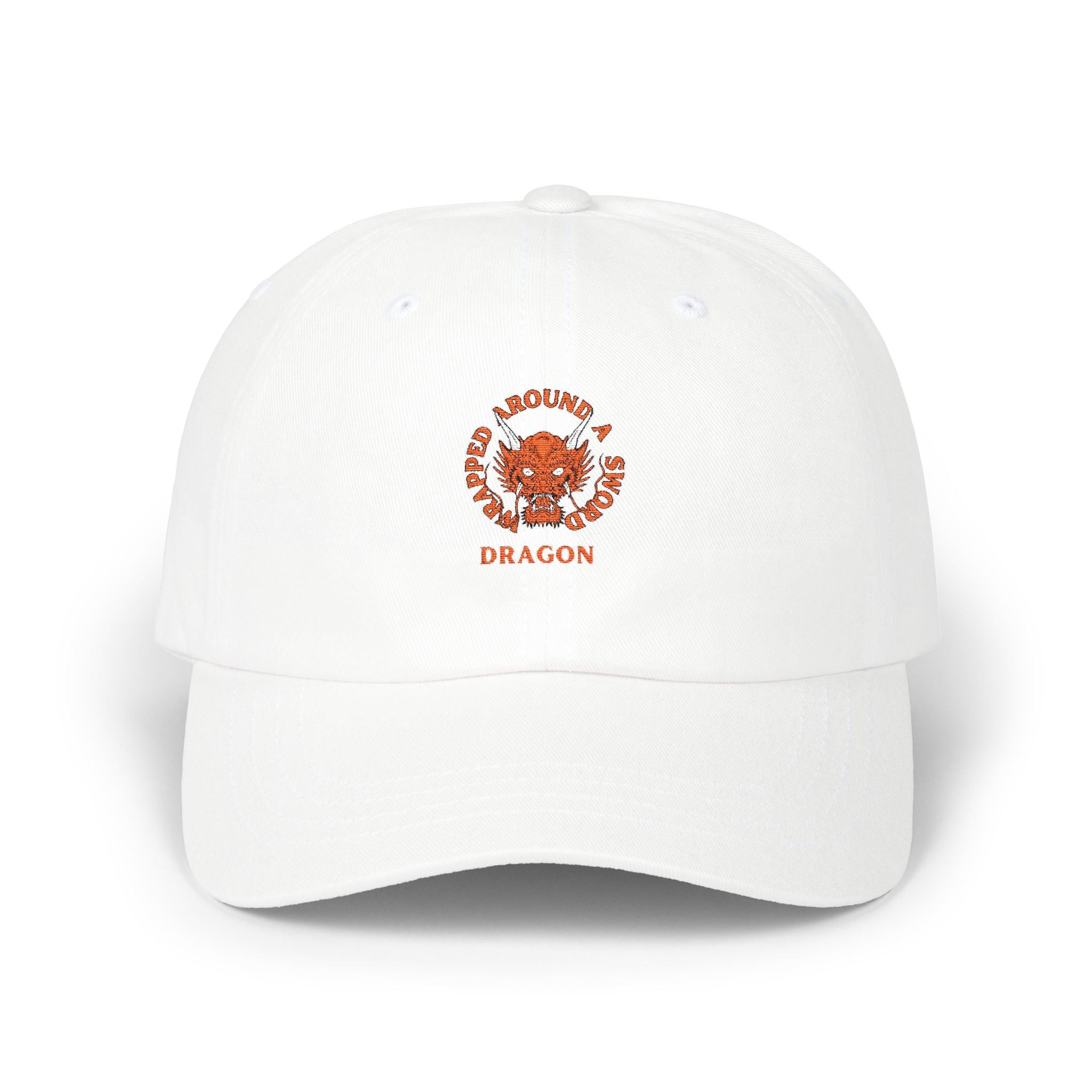 Dragon Emblem Dad Cap — Vintage Orange Floral Crest Hat