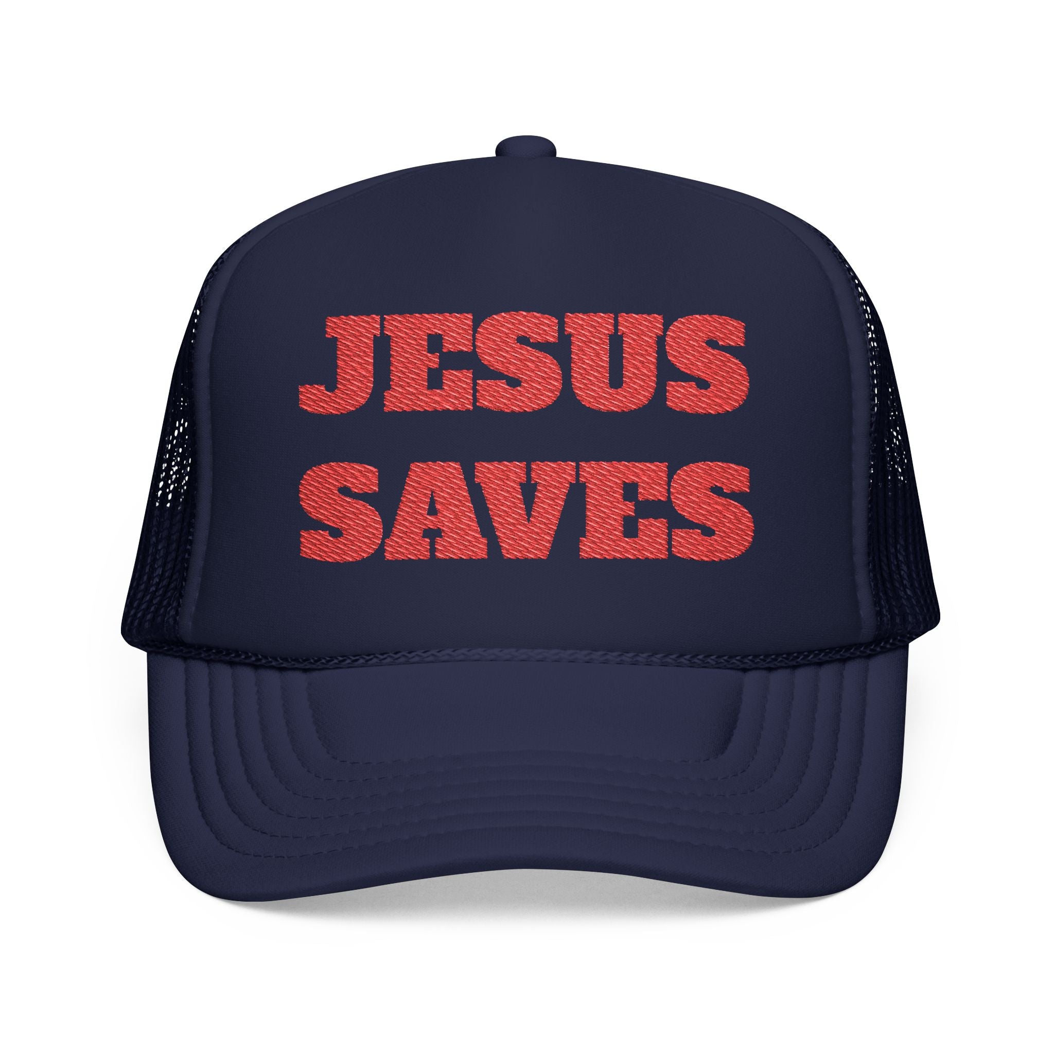 Jesus Saves Foam Trucker Hat - Christian Gospel Mesh Cap