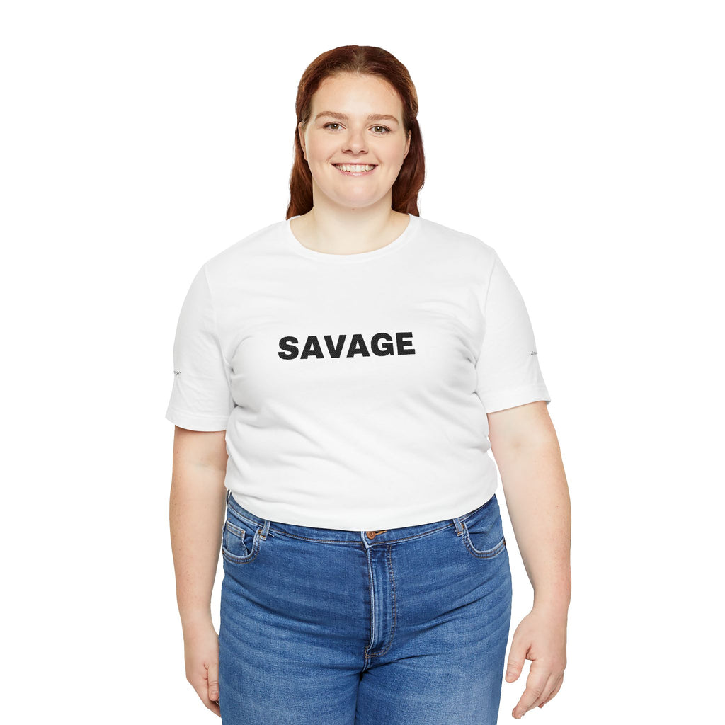 Savage Graphic Tee - Bold Text White T-Shirt