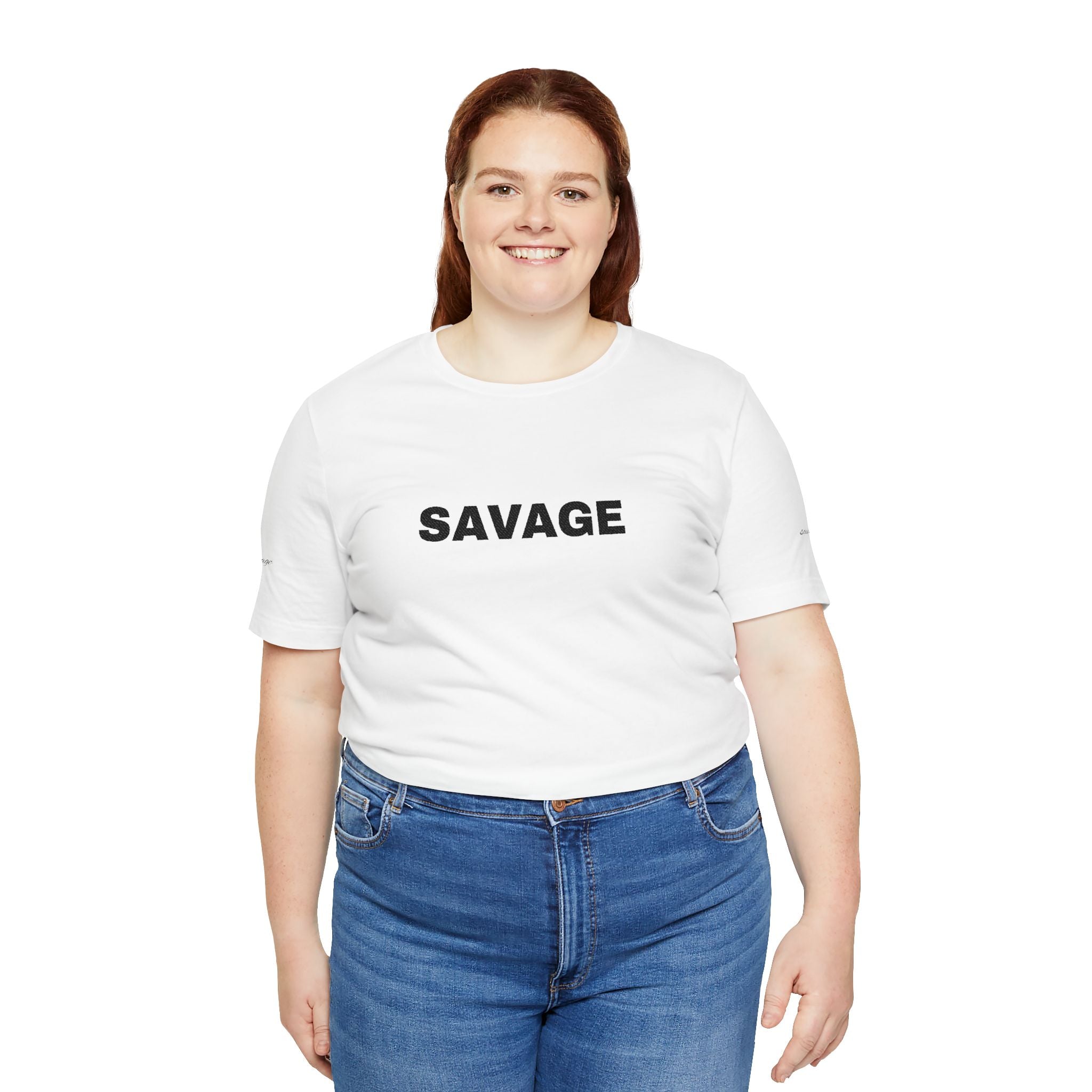 Savage Graphic Tee - Bold Text White T-Shirt