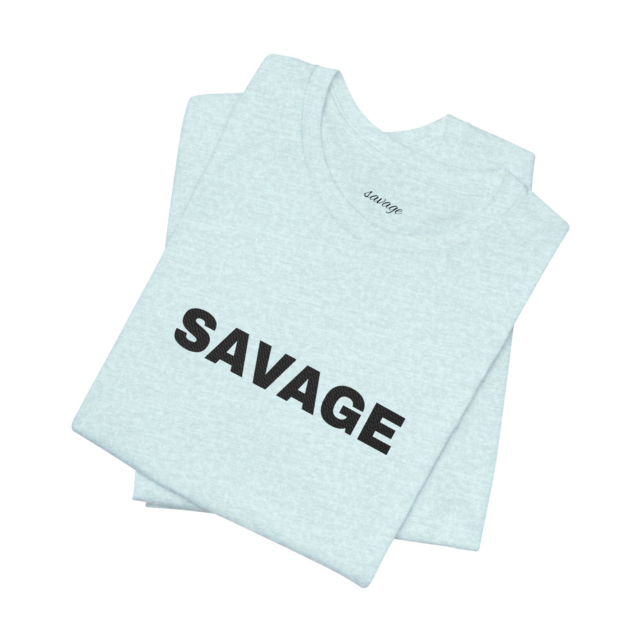 Savage Graphic Tee - Bold Text White T-Shirt