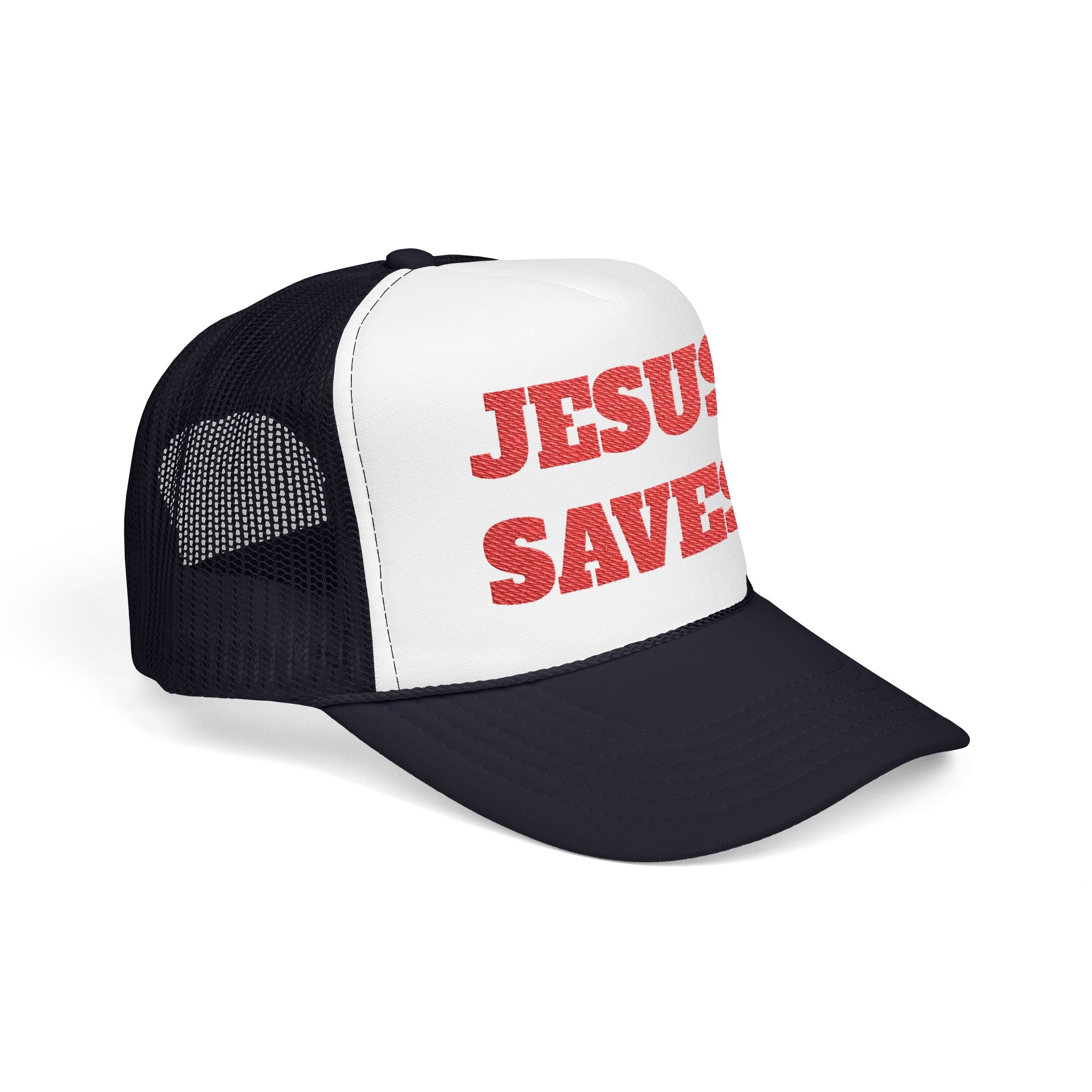 Jesus Saves Foam Trucker Hat - Christian Gospel Mesh Cap