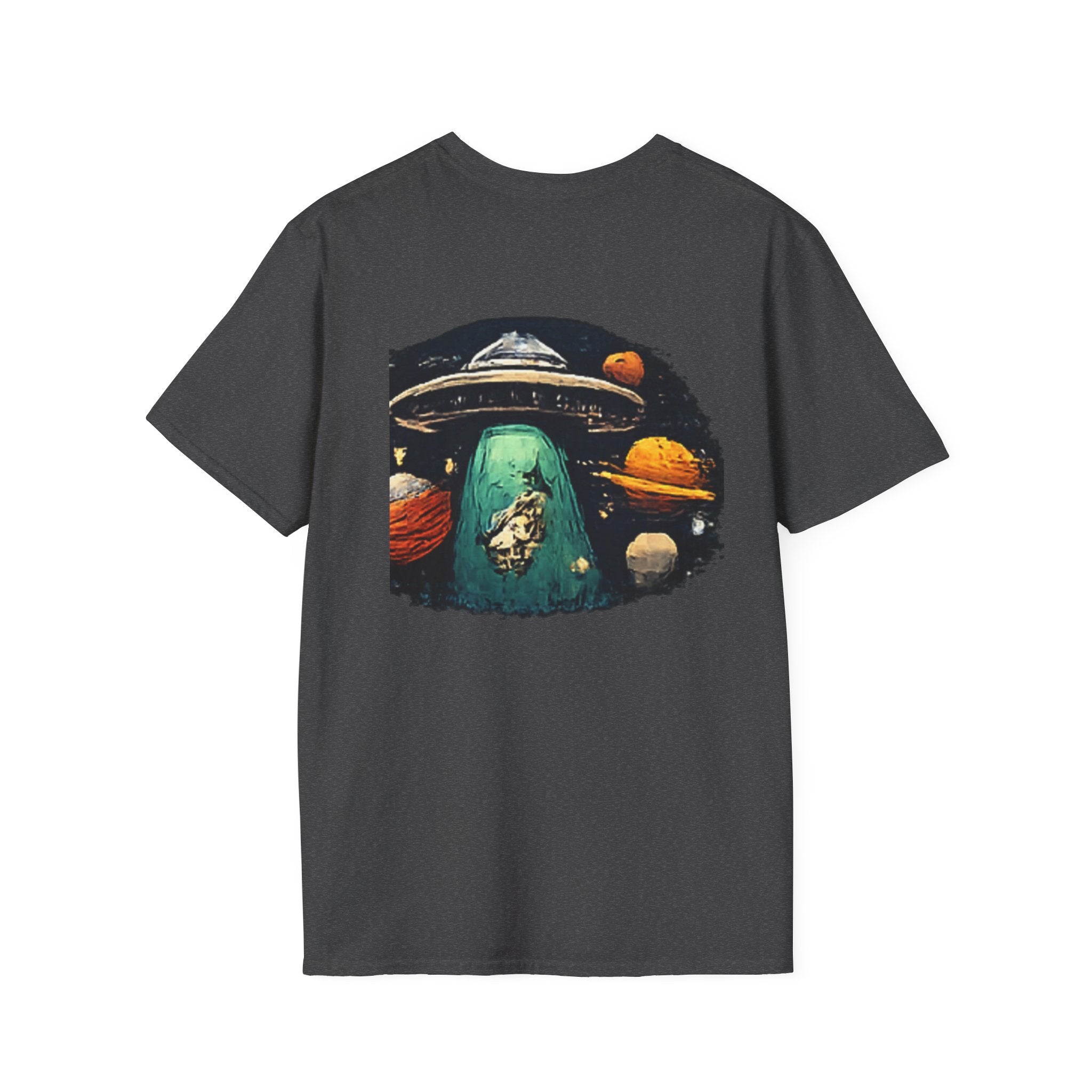 Alien Abduction Graphic T-Shirt — Retro UFO & Planets Space Tee