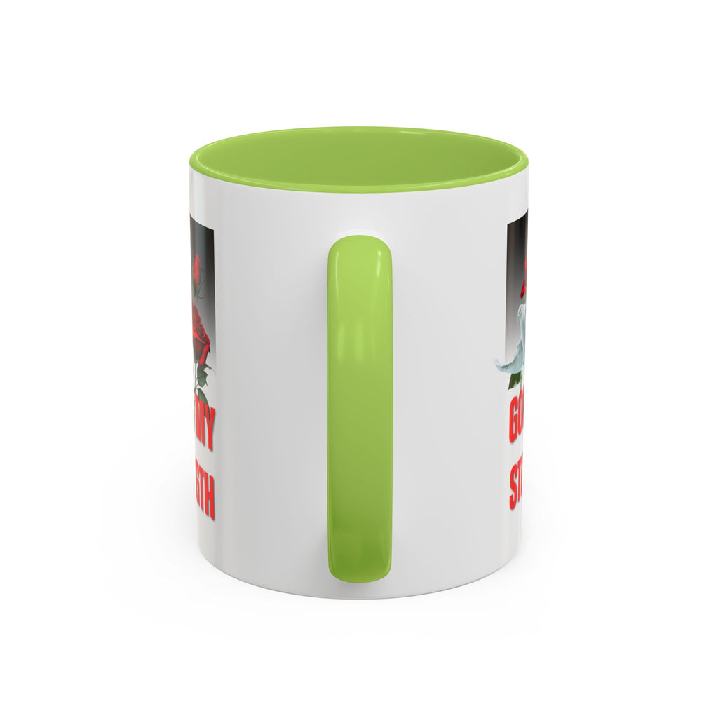 God Is My Strength Accent Coffee Mug – Inspirational Christian Dove & Roses (11/15oz)