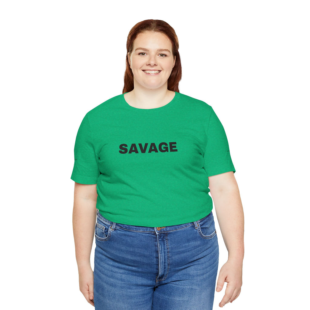 Savage Graphic Tee - Bold Text White T-Shirt