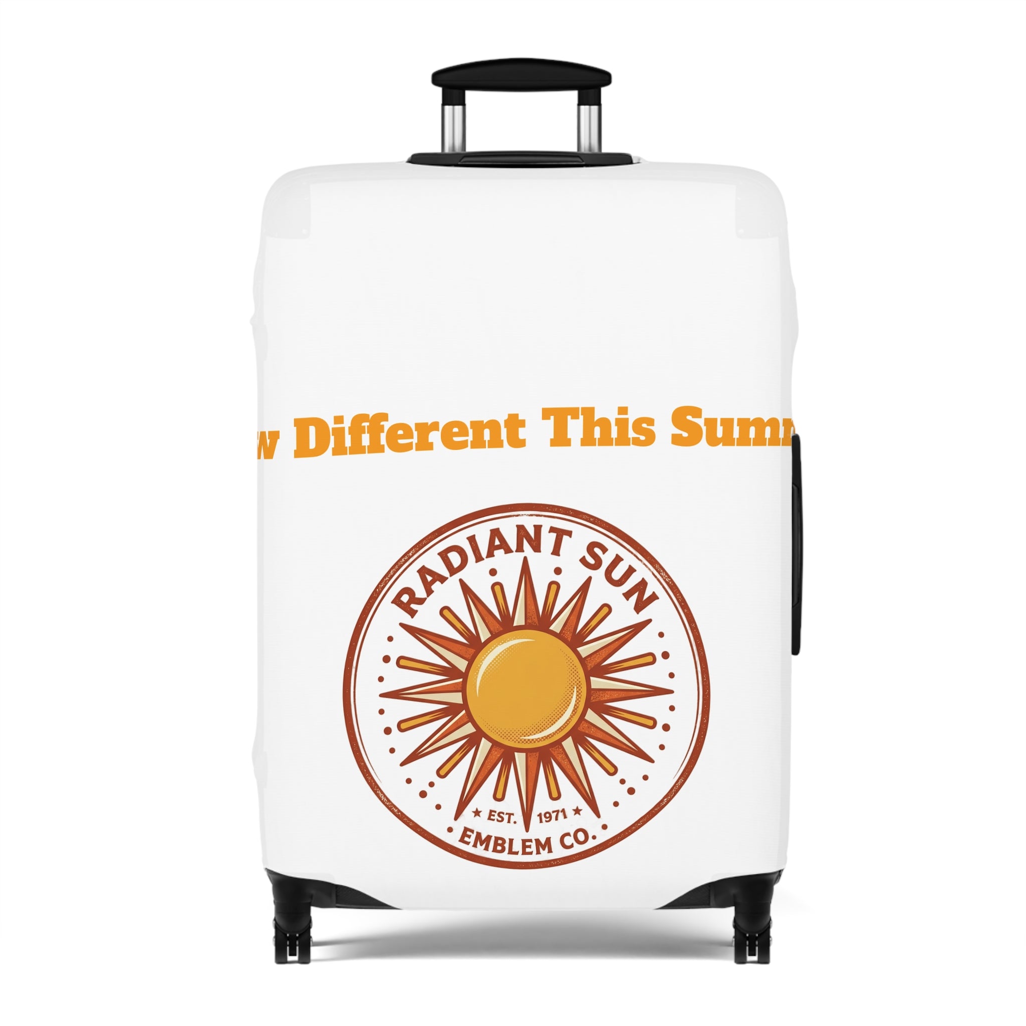 Radiant Sun Beach Luggage Cover — 'Meet Me Where the Waves Are' Travel Protector