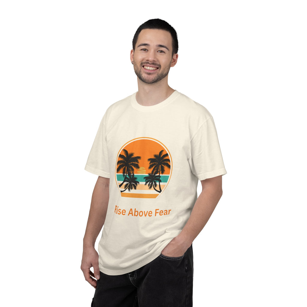 Rise Above Fear T-Shirt — Vintage Sunset Palm Tee