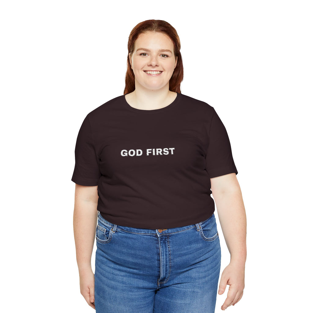 God First T-Shirt – Floral Lettering Christian Tee