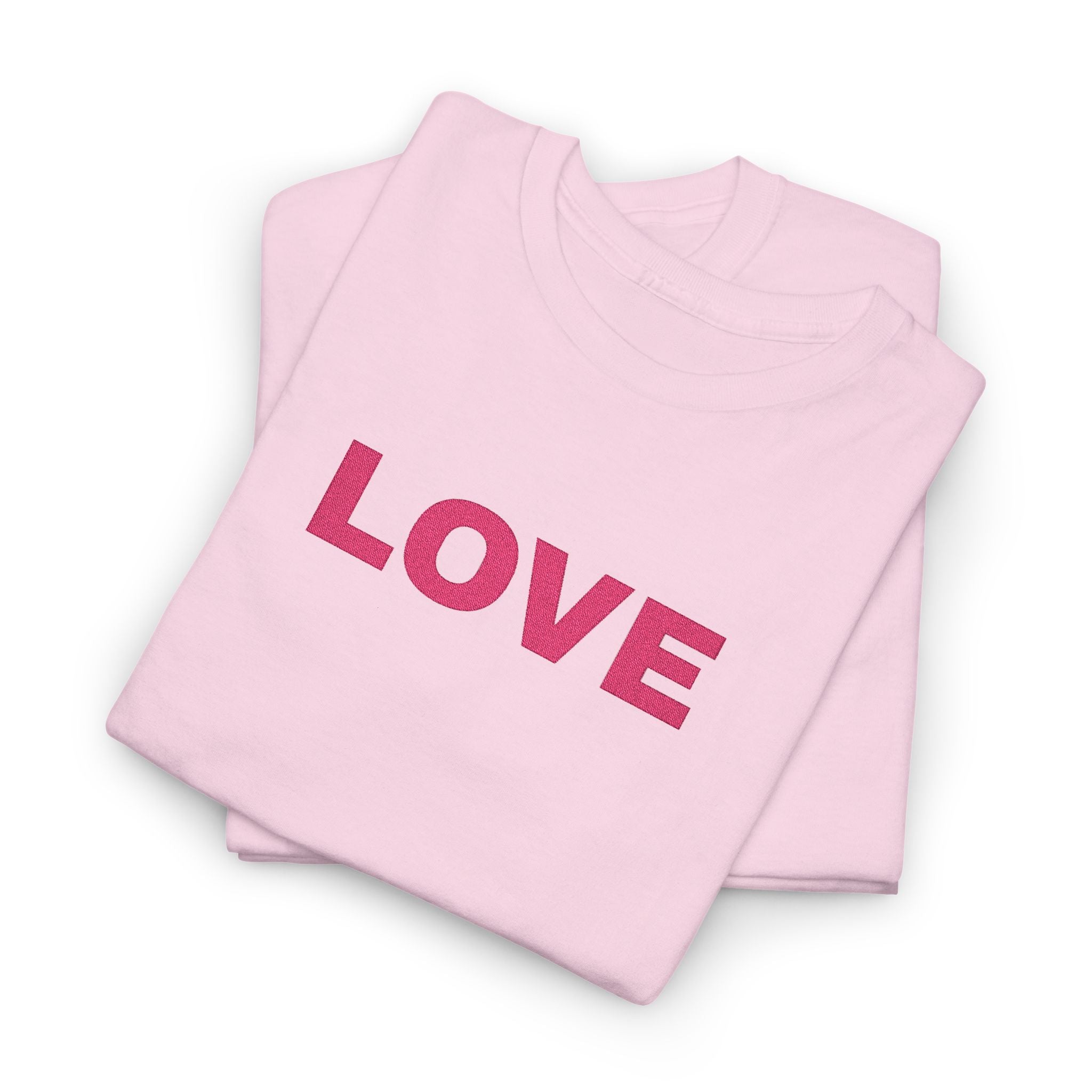 LOVE Glitter Text T-Shirt — Women's Pink Sparkle Tee for Valentine's Day
