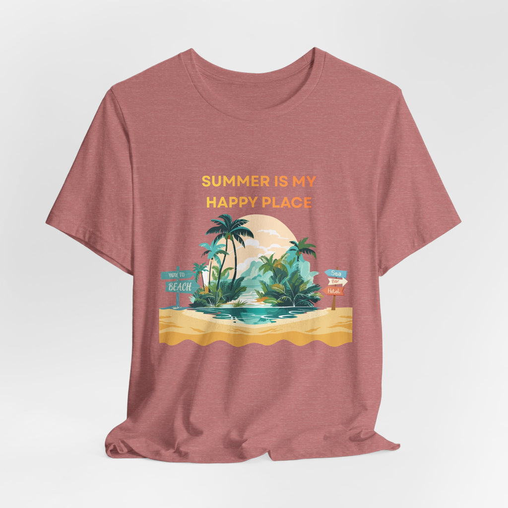 Summer Vibes Beach T-Shirt - "Summer Is My Happy Place" Graphic Tee