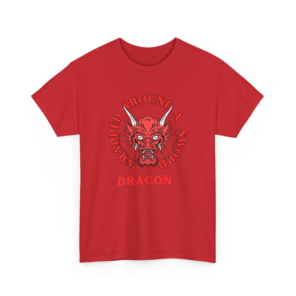 Dragon Tee — 'Wrapped Around a Sword' Red Dragon Graphic T-Shirt