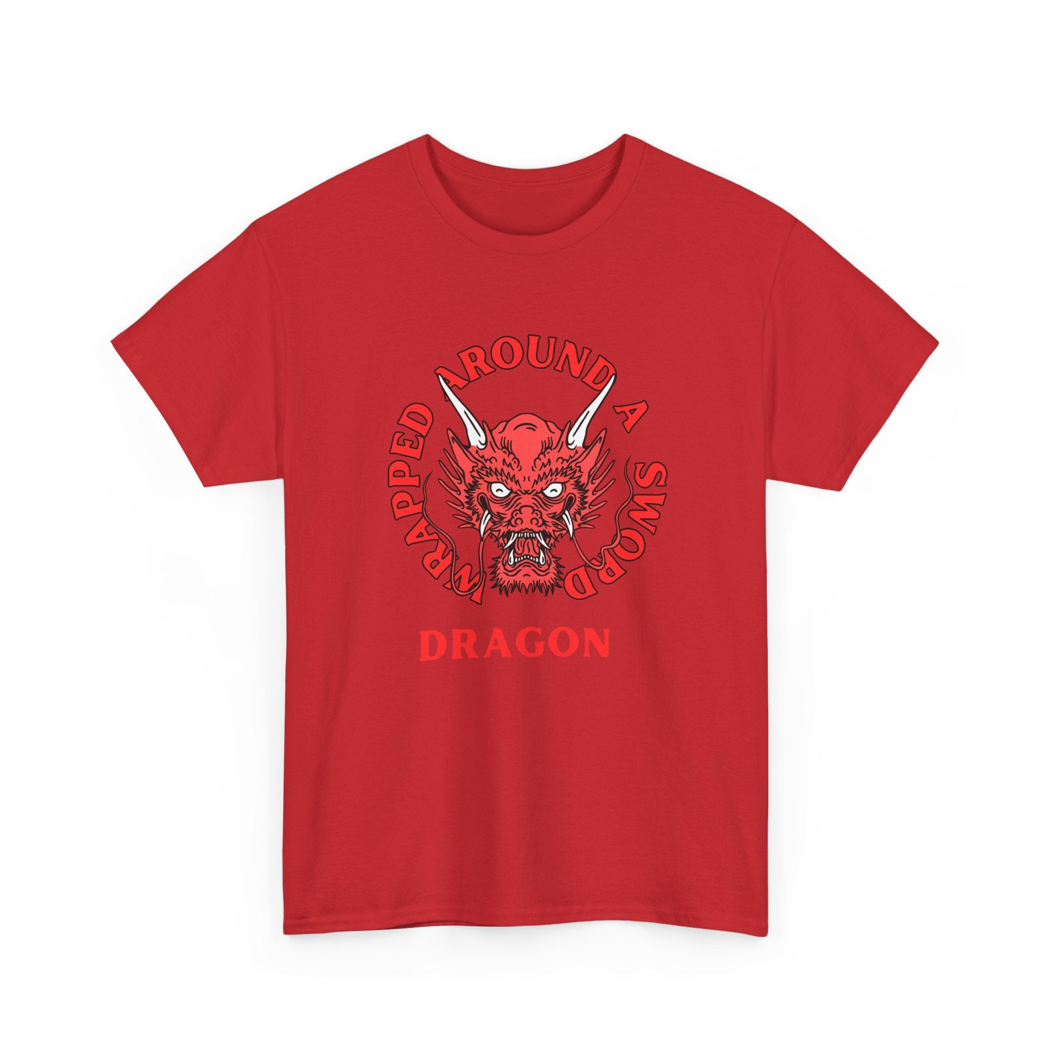 Dragon Tee — 'Wrapped Around a Sword' Red Dragon Graphic T-Shirt
