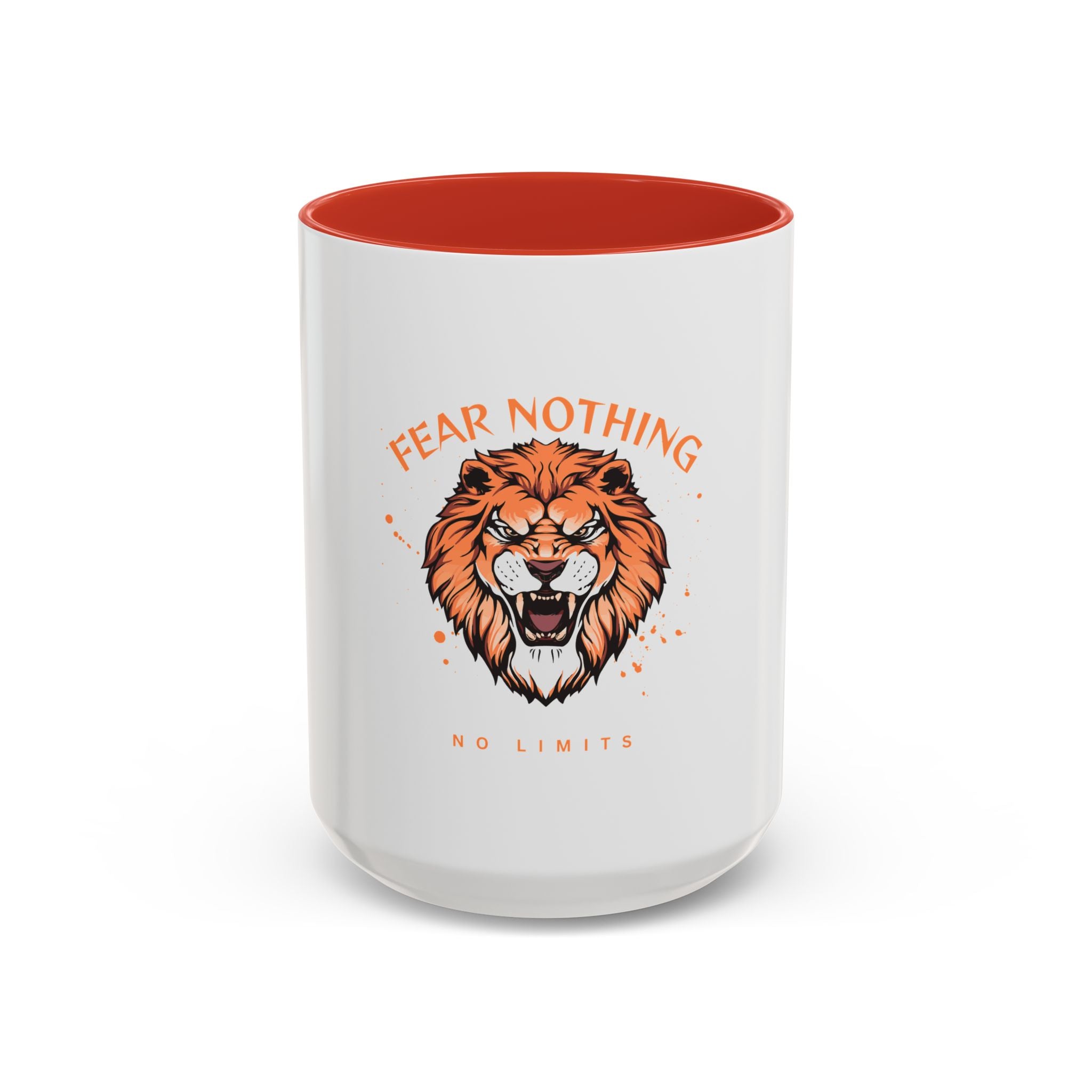 Fear Nothing Lion Accent Coffee Mug — Inspirational No Limits Motivational Gift