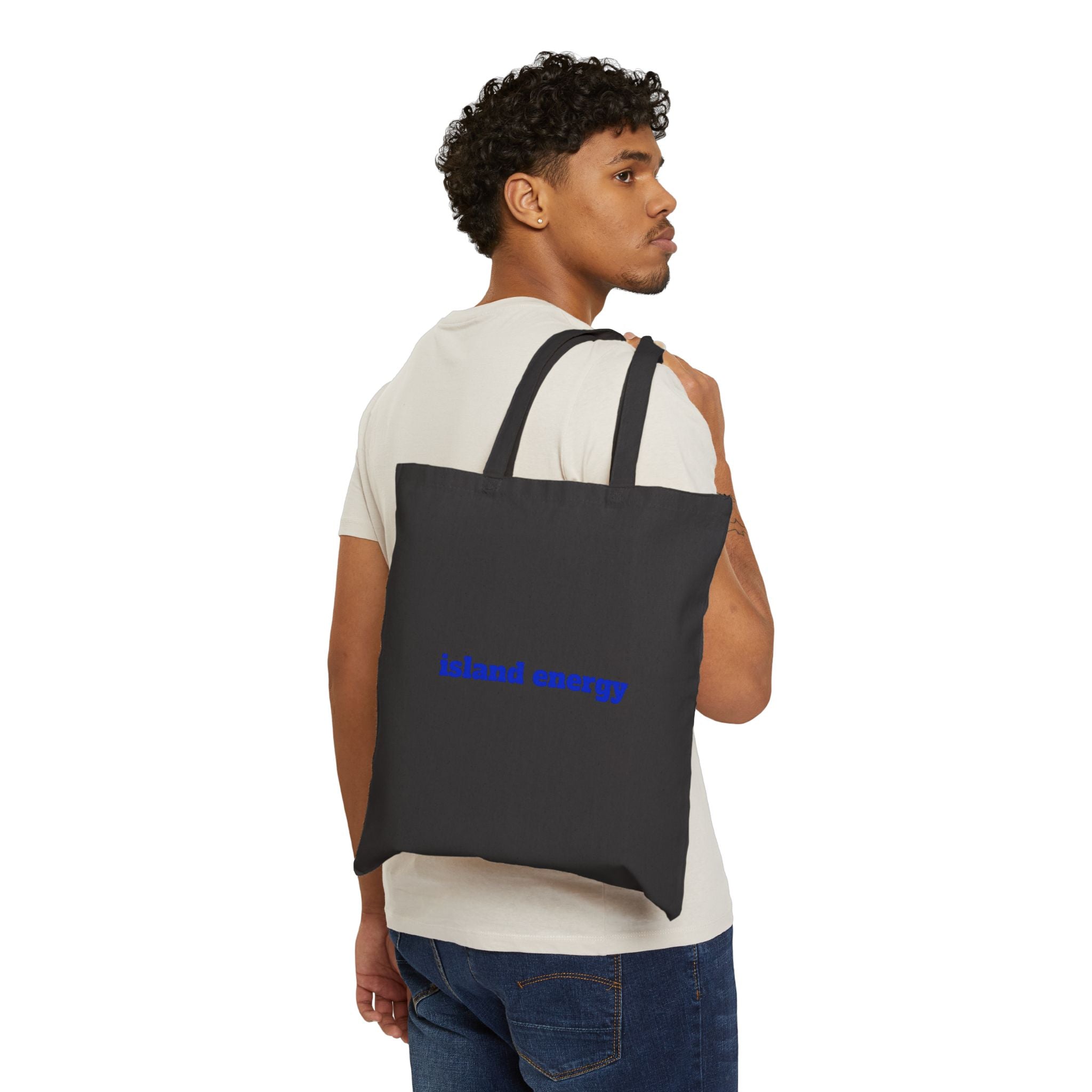 Island Energy Canvas Tote - "Beach" Retro Palm Tree Cotton Bag