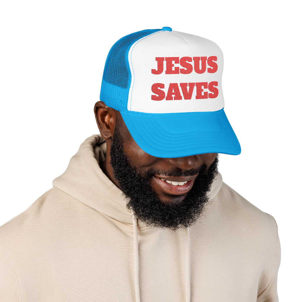 Jesus Saves Foam Trucker Hat - Christian Gospel Mesh Cap