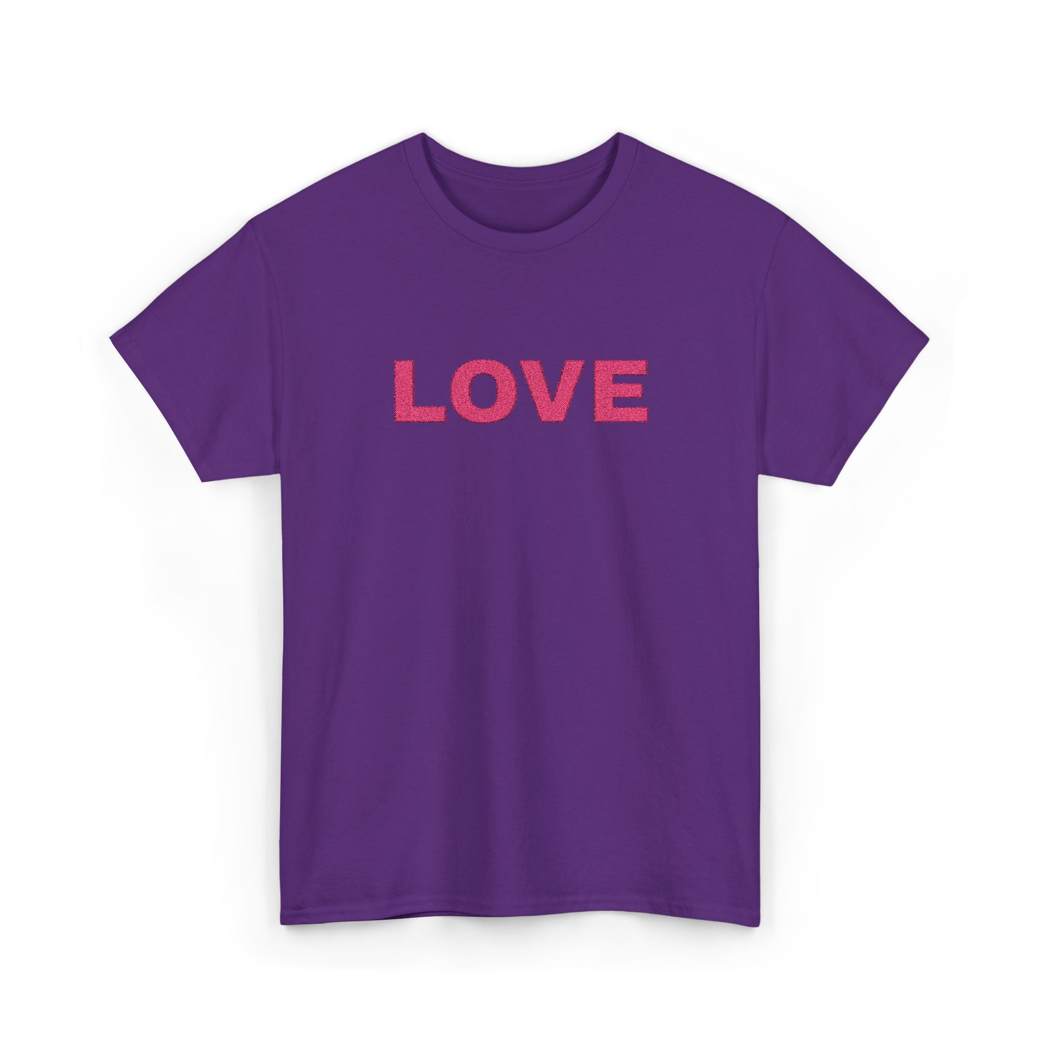 LOVE Glitter Text T-Shirt — Women's Pink Sparkle Tee for Valentine's Day