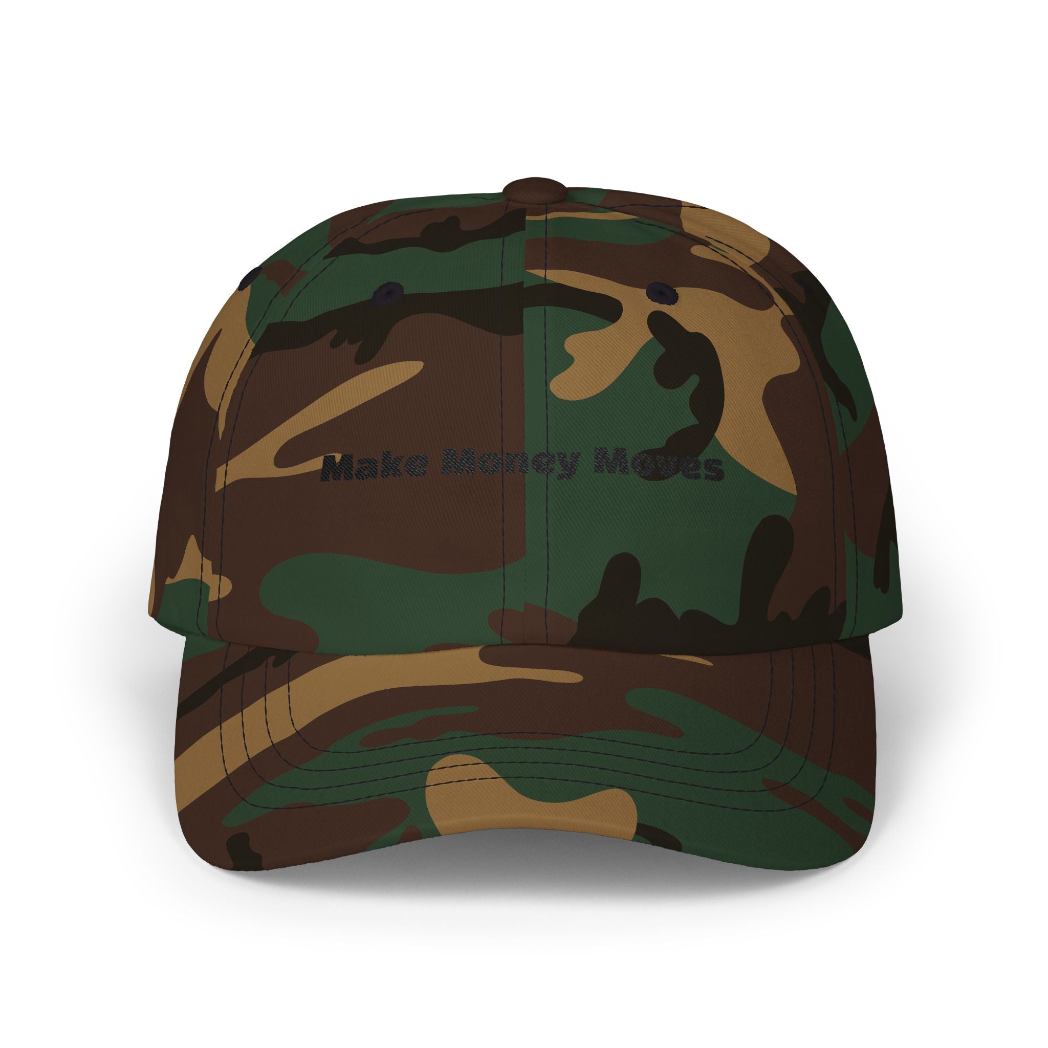 Make Money Moves Dad Cap — White Embroidered 'Make Money Moves' Front & 'Mindset' Back