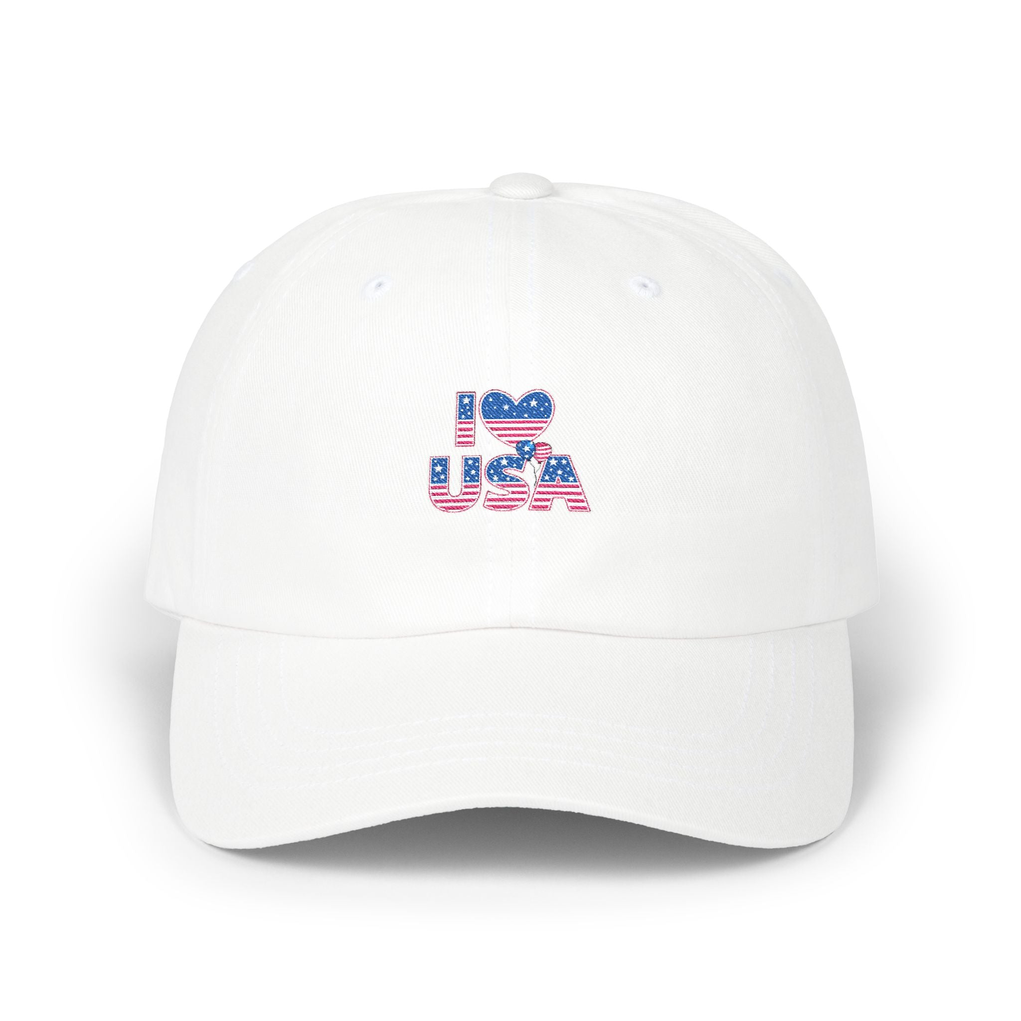 Patriotic USA Dad Cap — Small American Flag Embroidered Baseball Hat