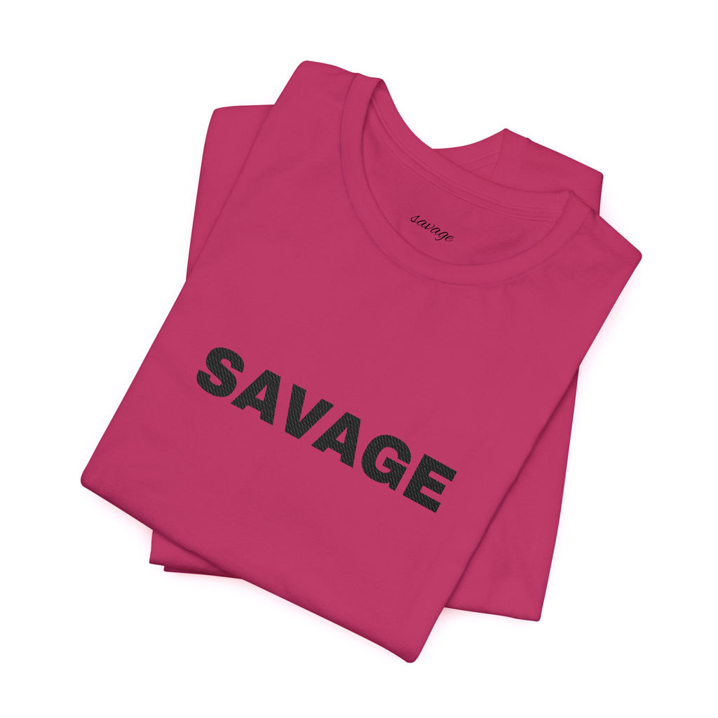 Savage Graphic Tee - Bold Text White T-Shirt