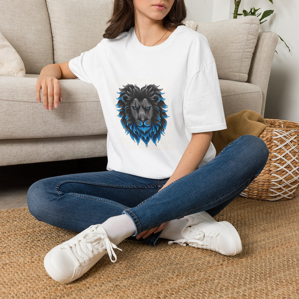 Lion Head T-Shirt — Bold Blue Mane Graphic Tee