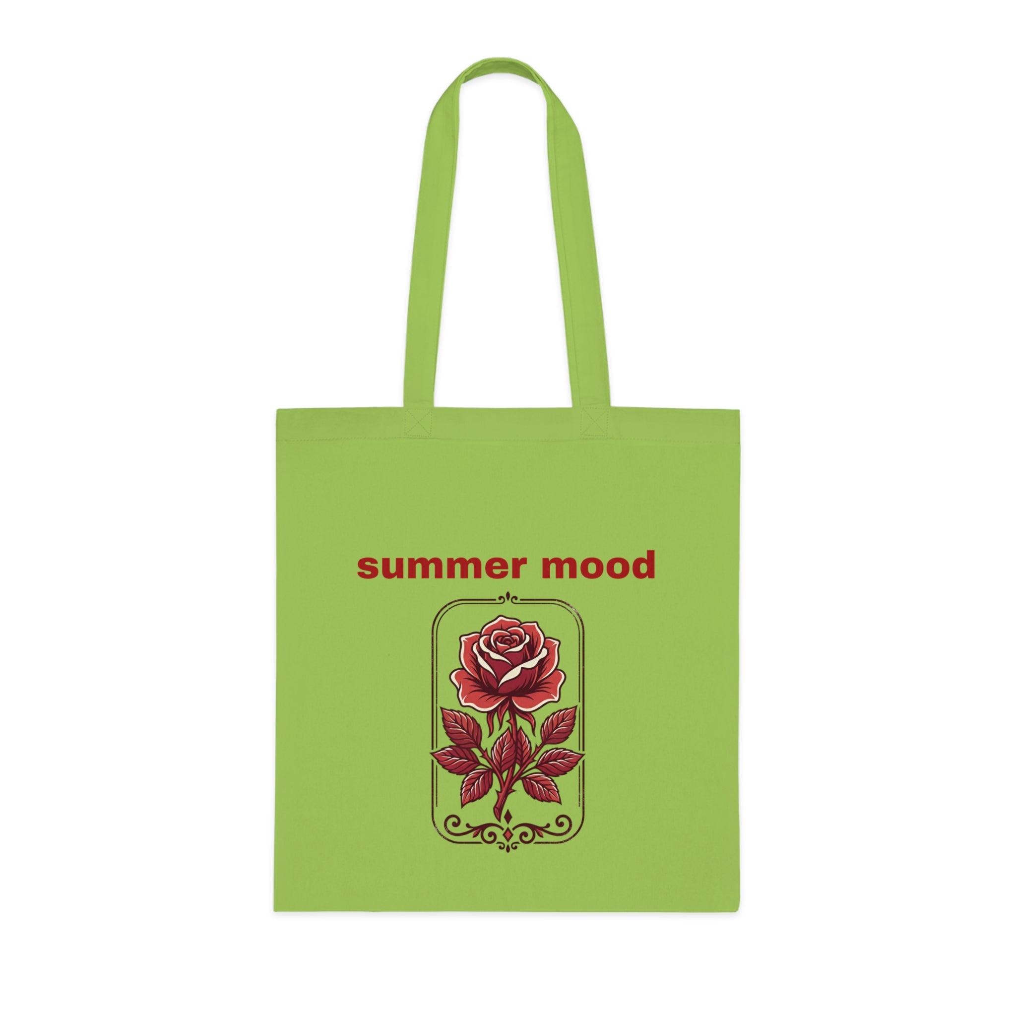 Summer Mood Floral Tote Bag – Retro Rose Cotton Tote