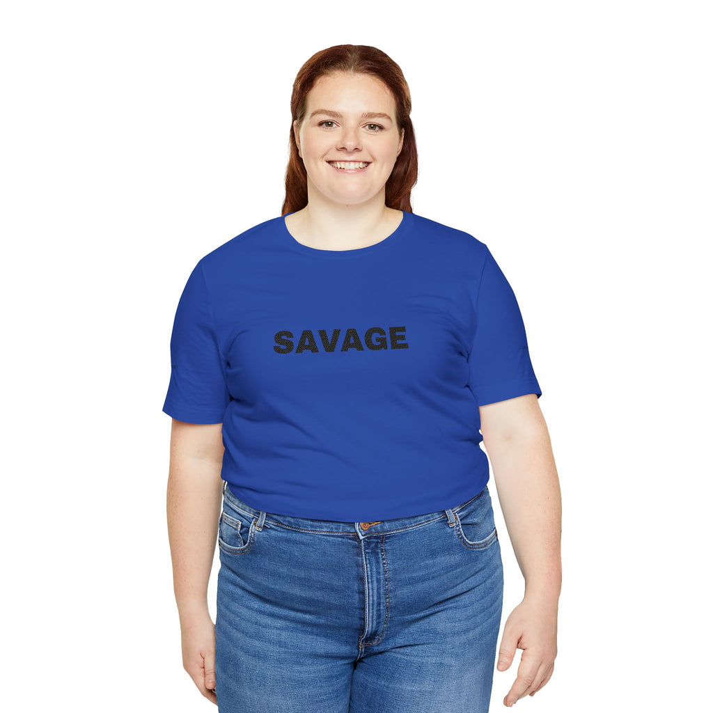 Savage Graphic Tee - Bold Text White T-Shirt