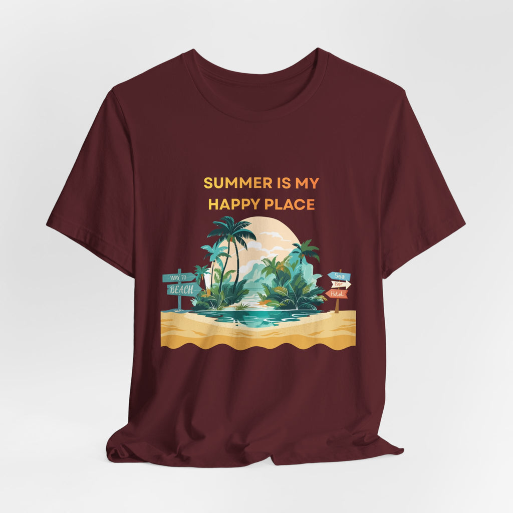 Summer Vibes Beach T-Shirt - "Summer Is My Happy Place" Graphic Tee