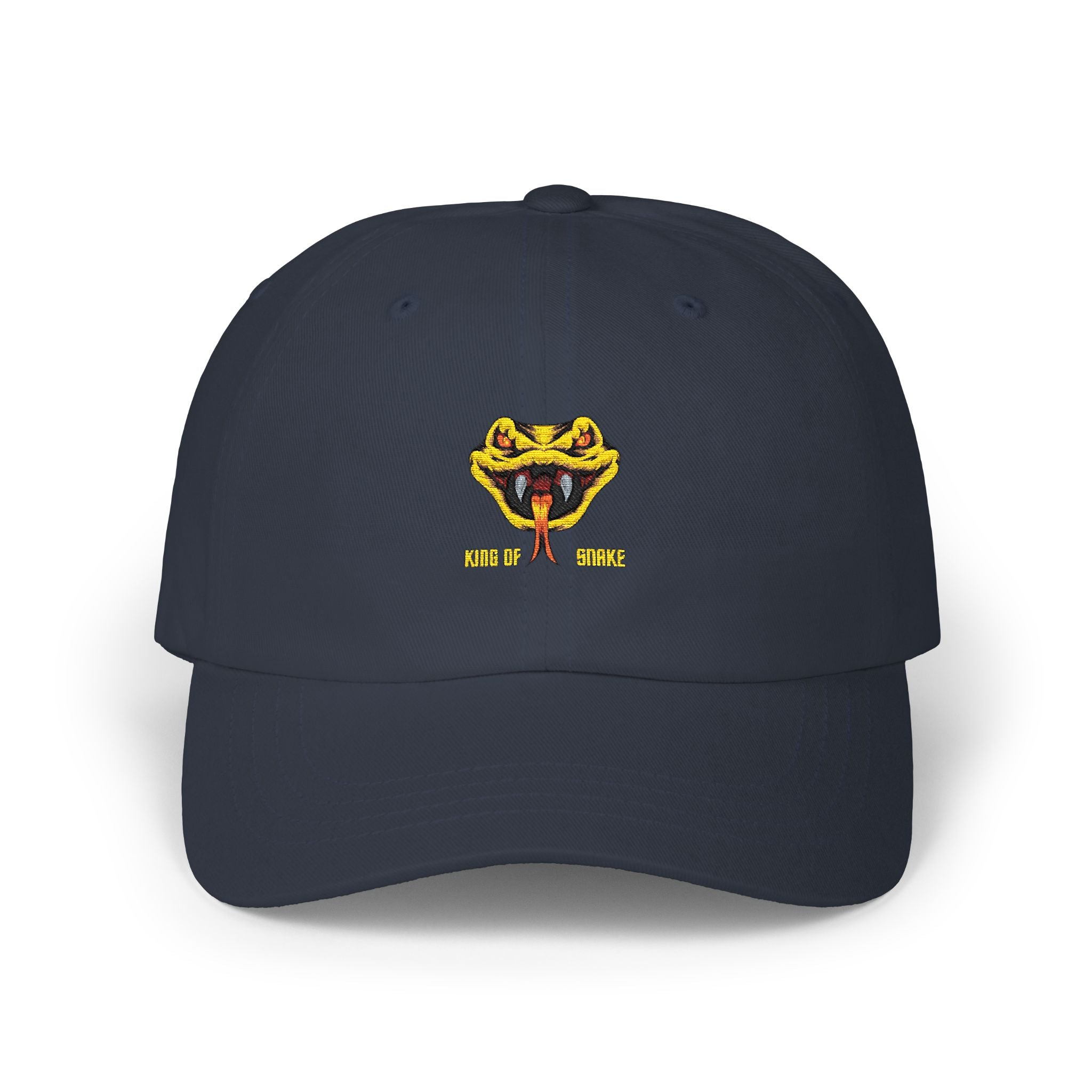 Dad Cap with Yellow Snake Embroidery — Retro Viper Logo Hat
