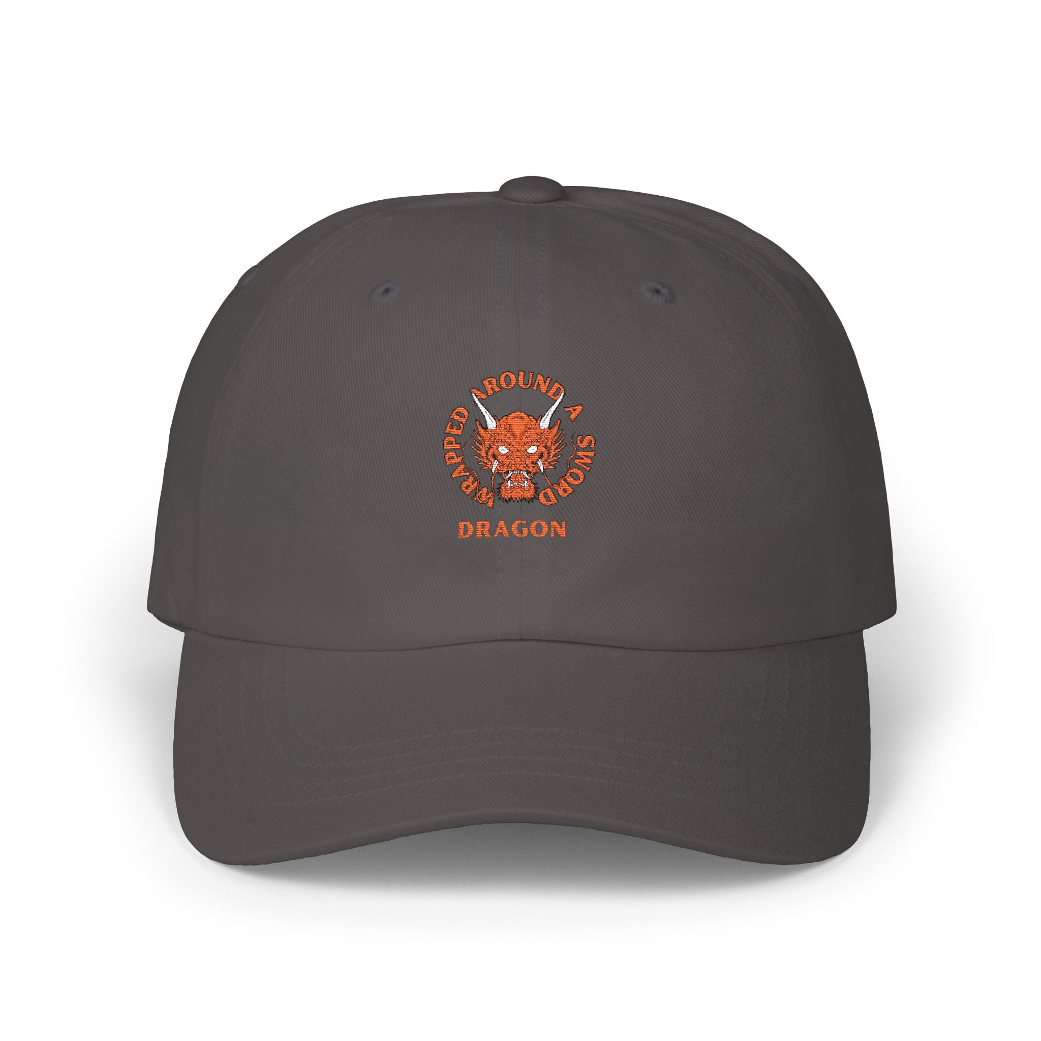 Dragon Emblem Dad Cap — Vintage Orange Floral Crest Hat